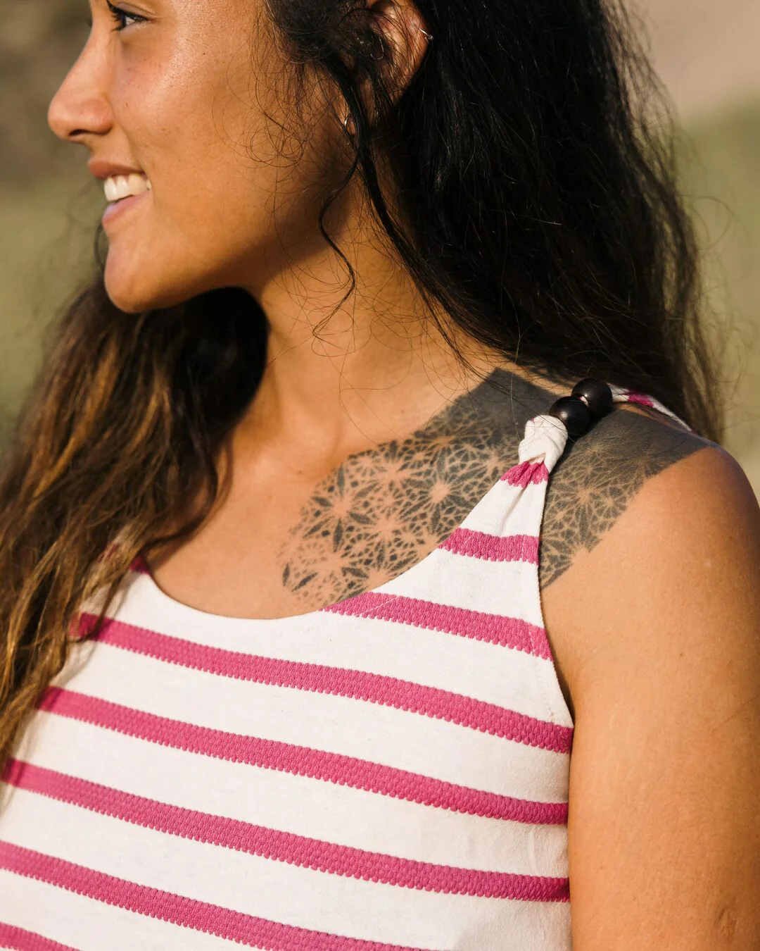 Sage Stripe Vest - Fuchsia - Image 2