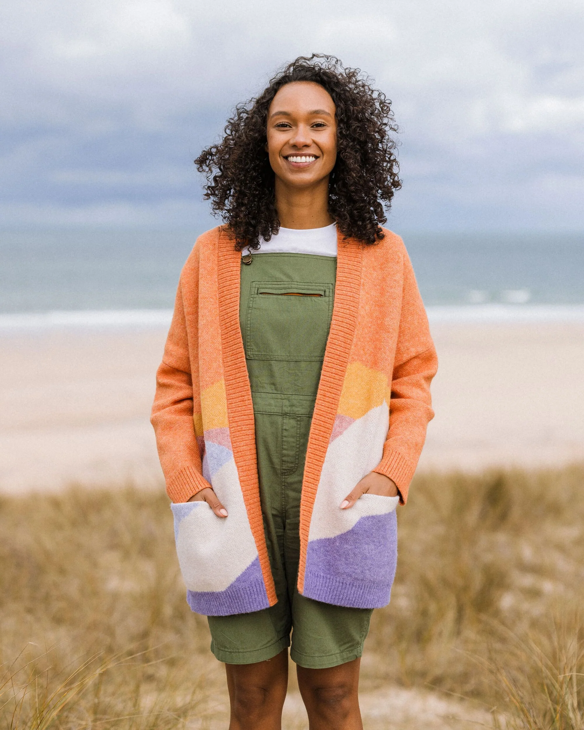Scenic Long Knitted Cardigan - Scenic Sunrise Orange - Image 3