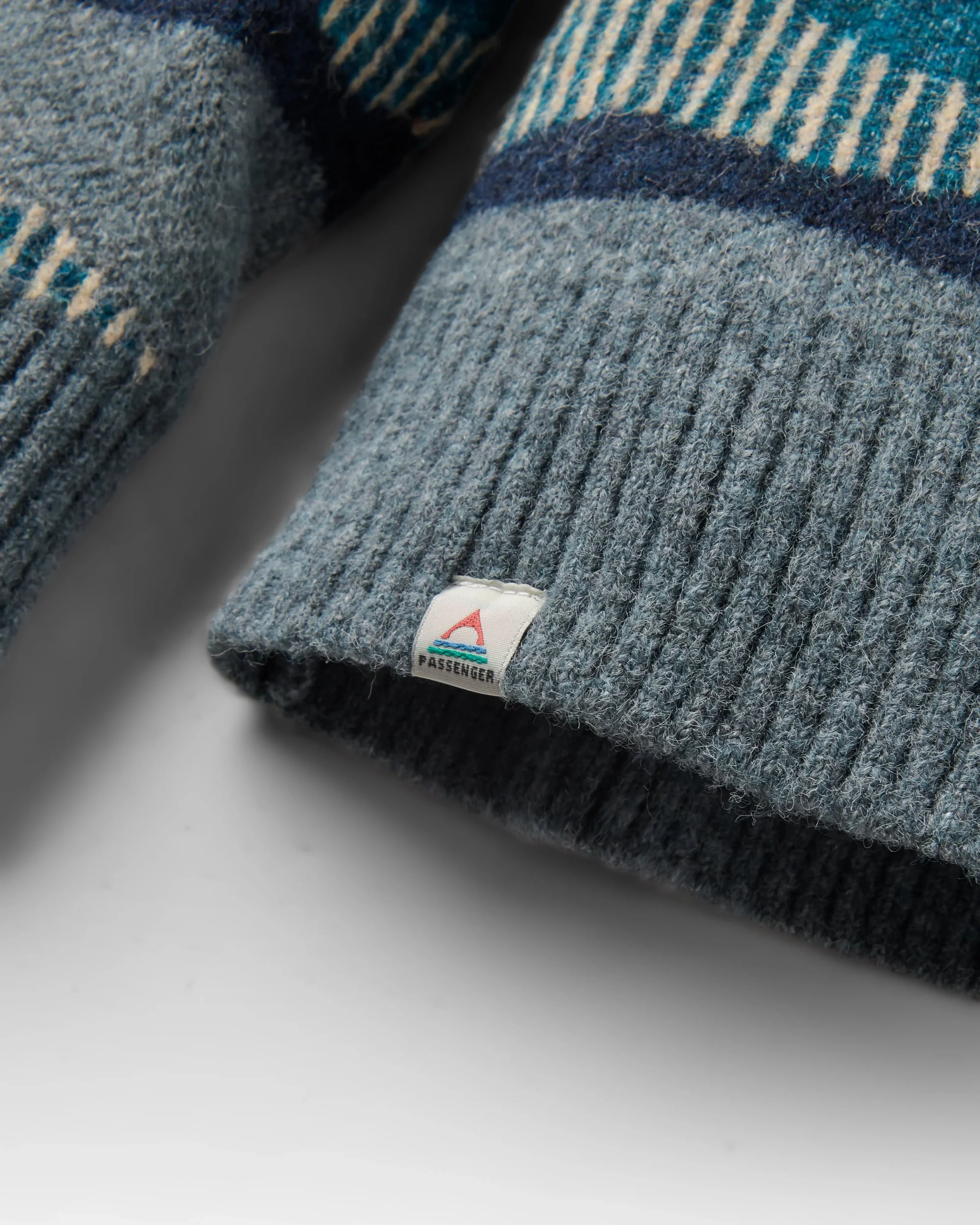 Seafoam Patterned Knitted Jumper - Scenic Stripe Blue - Image 5