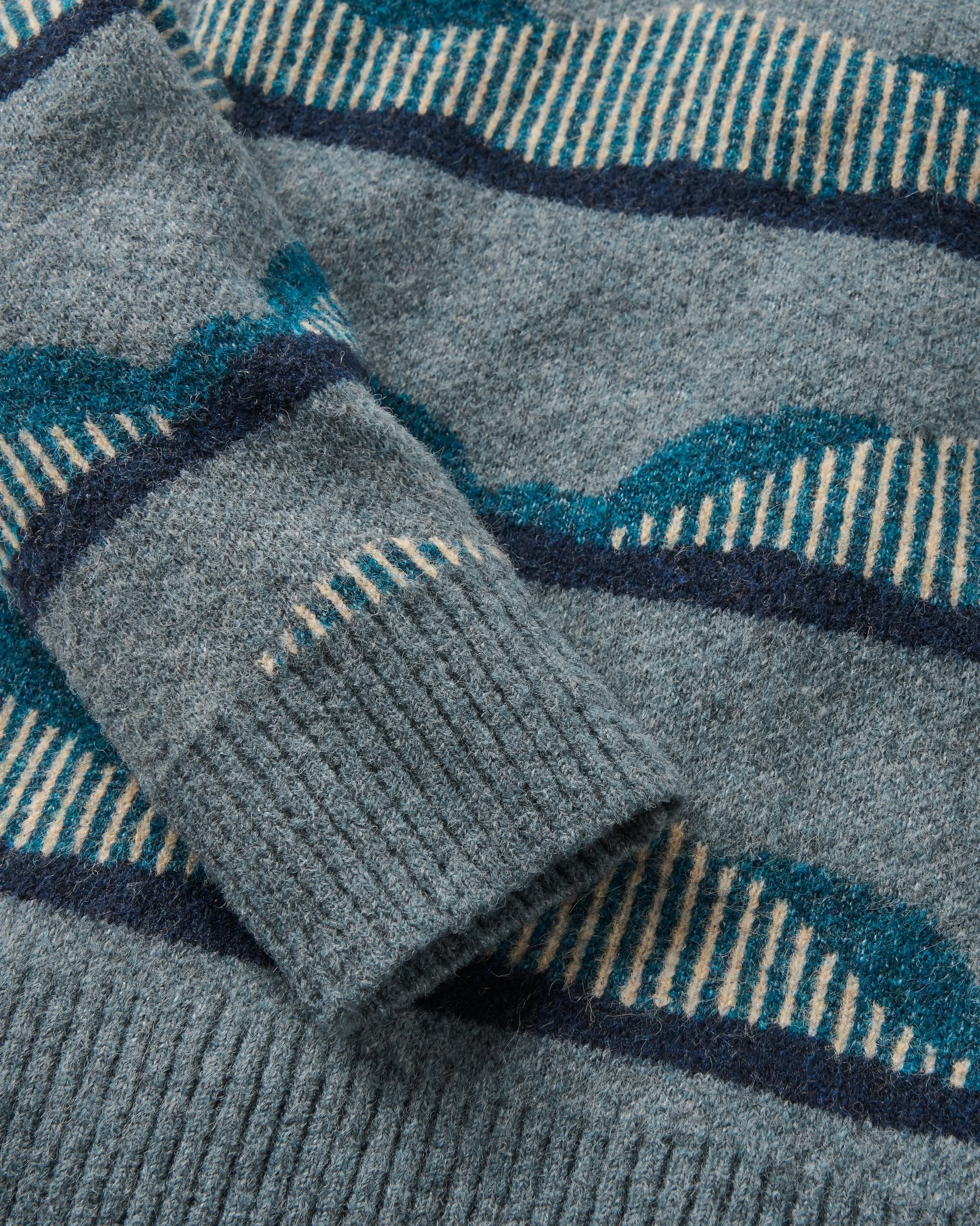 Seafoam Patterned Knitted Jumper - Scenic Stripe Blue - Image 6