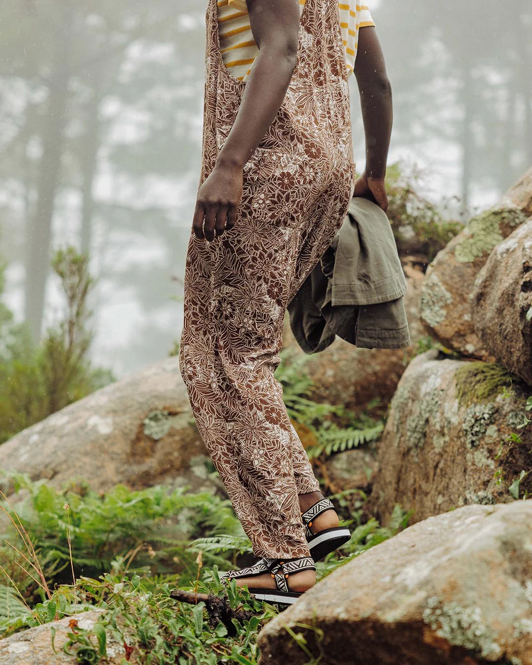 Serenity Dungarees - Chestnut Floral Pattern - Image 3