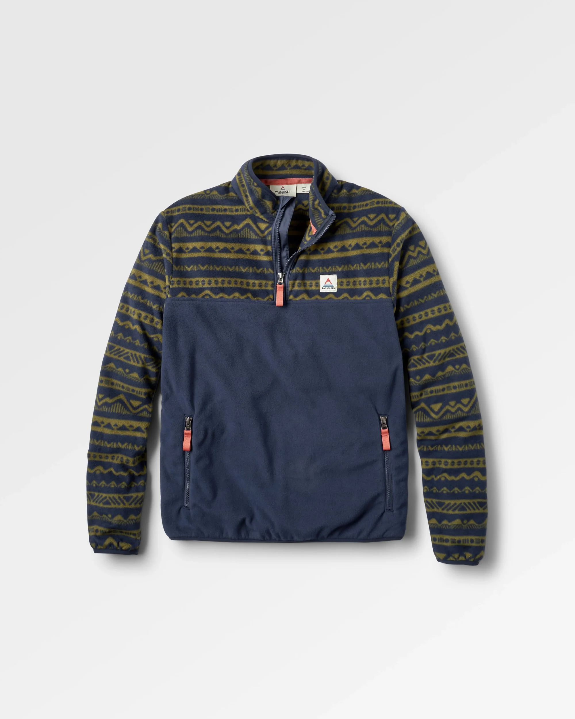 Set Off Polar 1/4 Zip Fleece - Mountain Geo Khaki/Rich Navy - Image 2