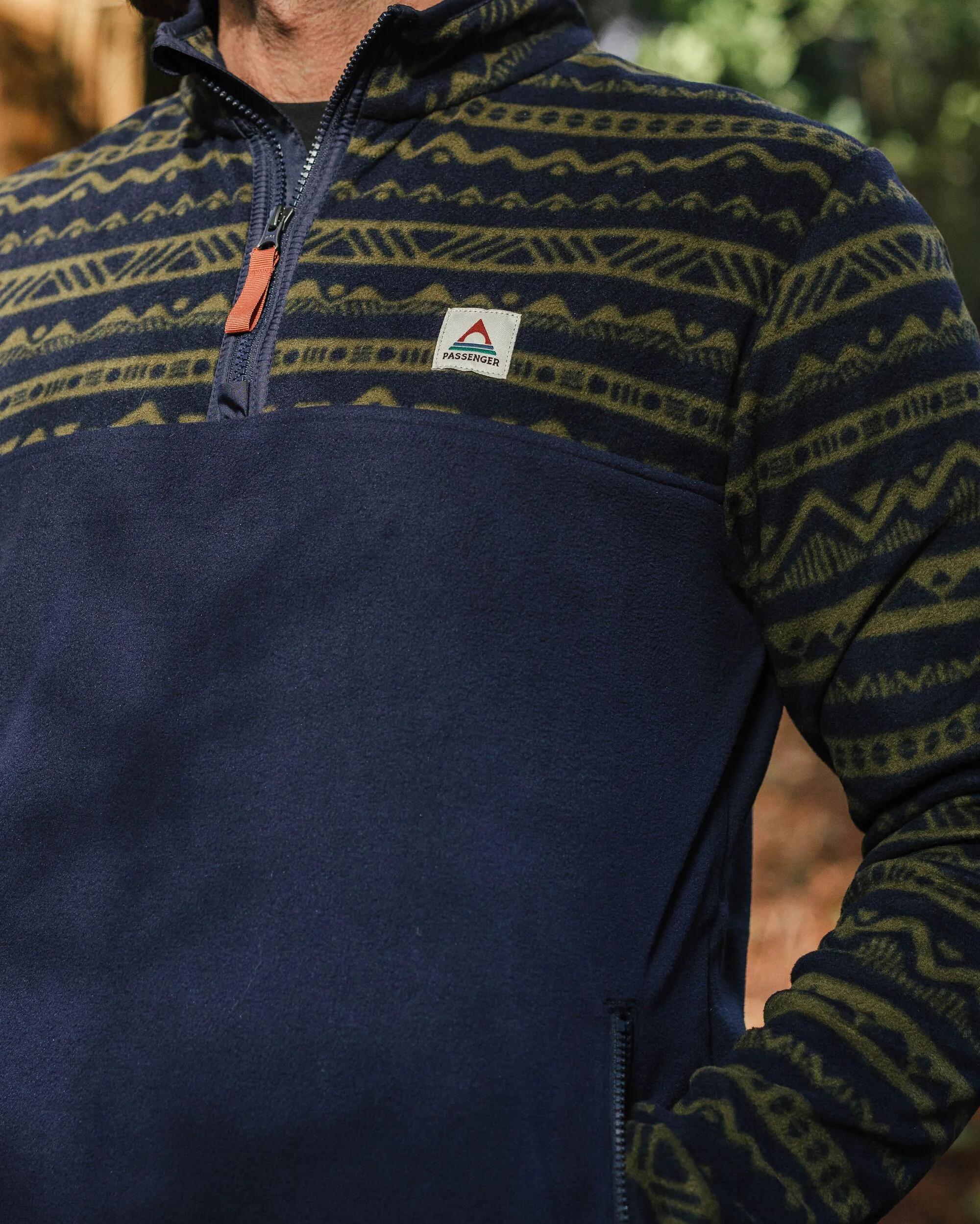 Set Off Polar 1/4 Zip Fleece - Mountain Geo Khaki/Rich Navy - Image 3