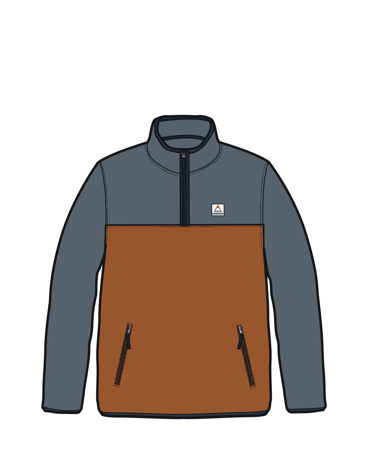 Set Off Polar 1/4 Zip Fleece - Sunset Orange/Storm Grey - Image 8