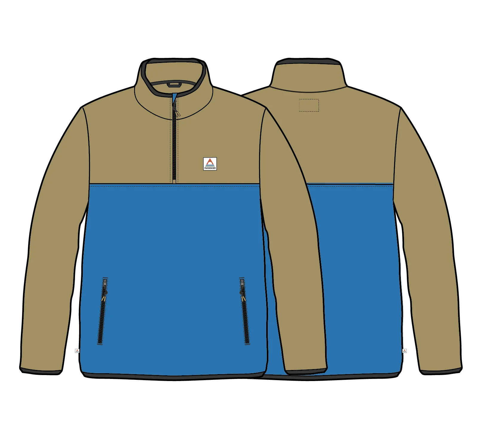 Set Off Polartec® 1/4 Zip Fleece - Warm Beige/Marine Blue - Image 6