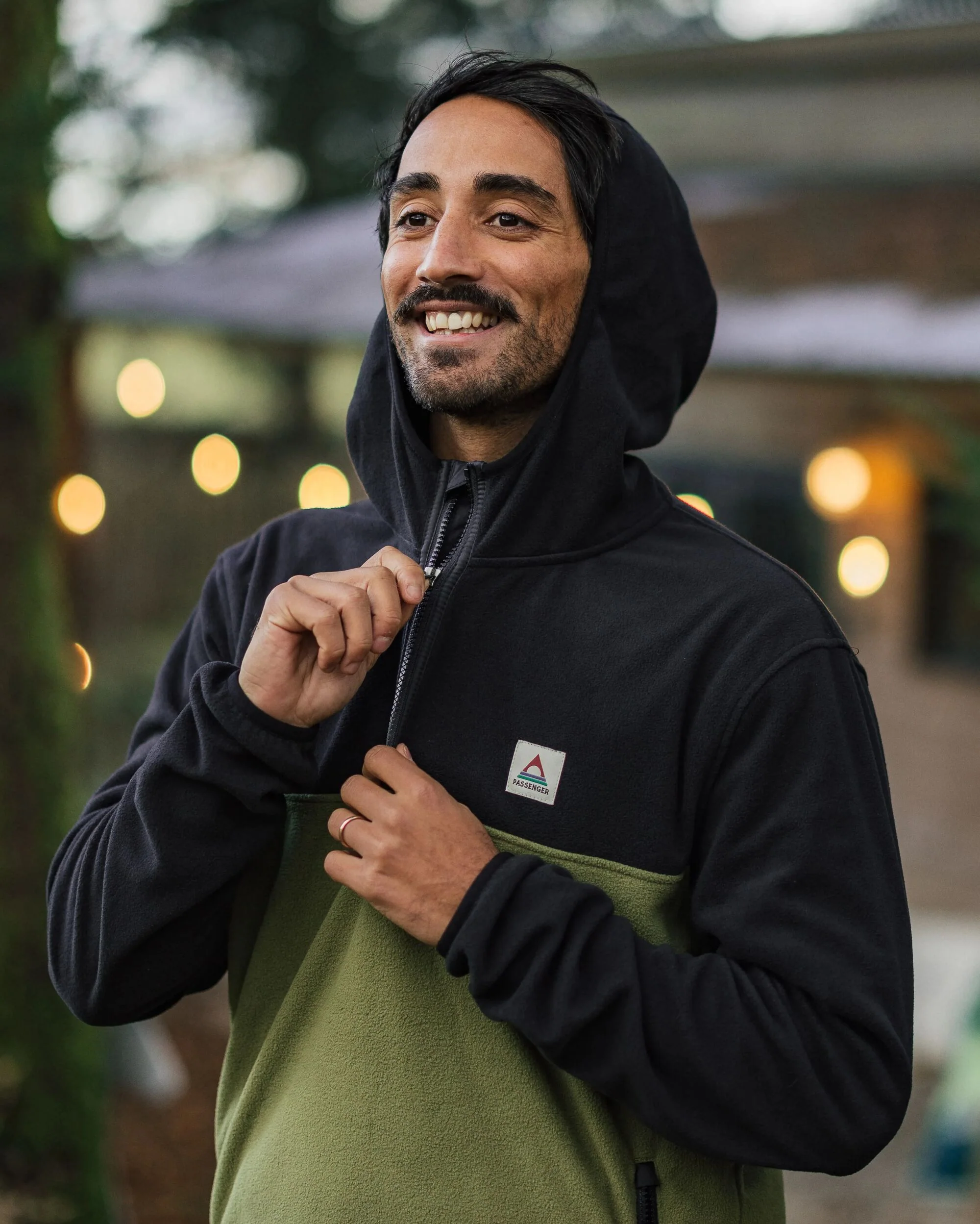 Set Off Polar Hooded Fleece - Black/Khaki - Image 3