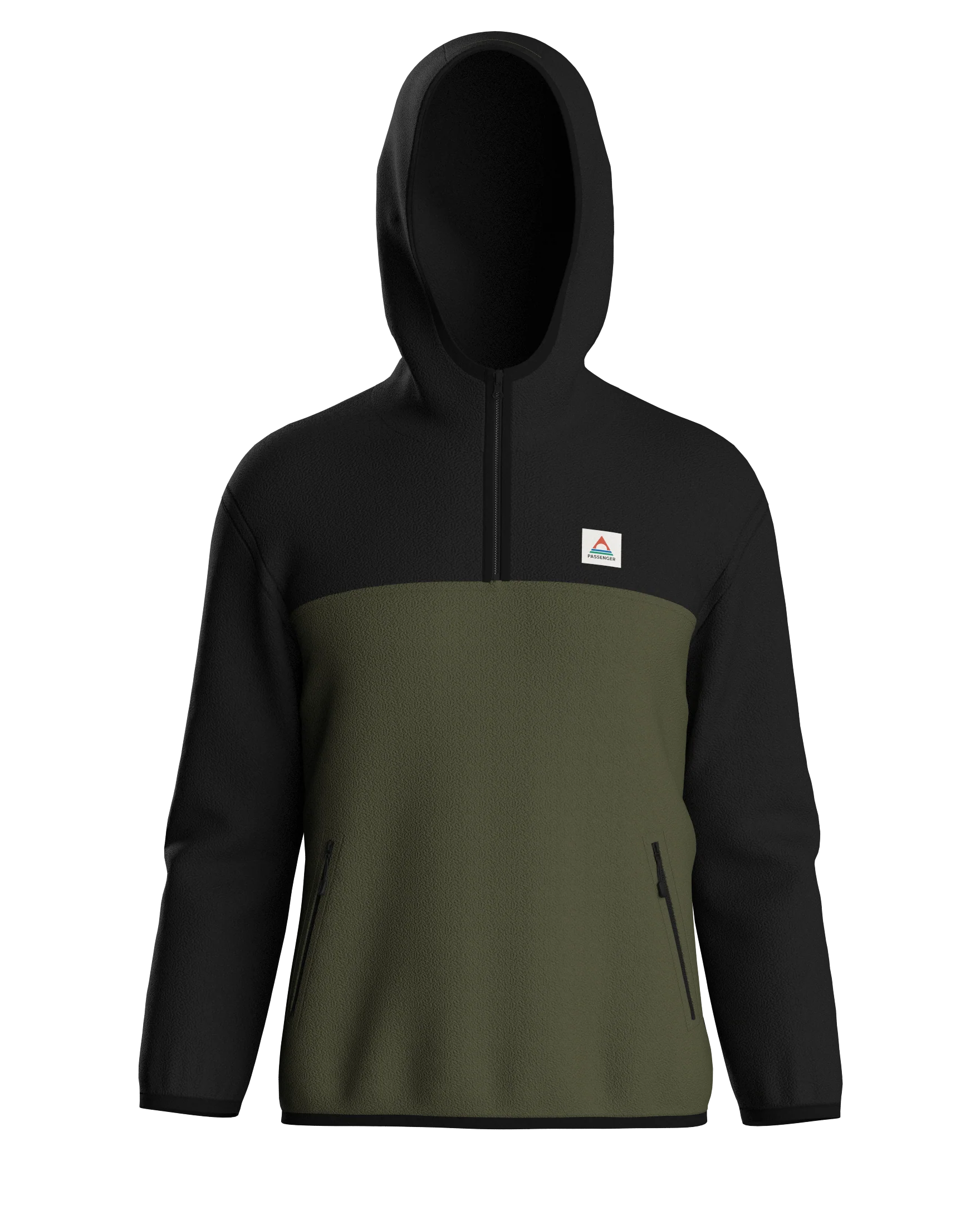 Set Off Polar Hooded Fleece - Black/Khaki - Image 9