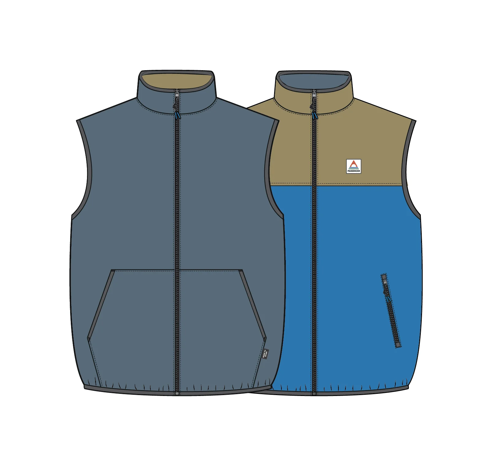 Set Off Reversible Polartec® Fleece Vest - Warm Beige/Marine Blue - Image 10