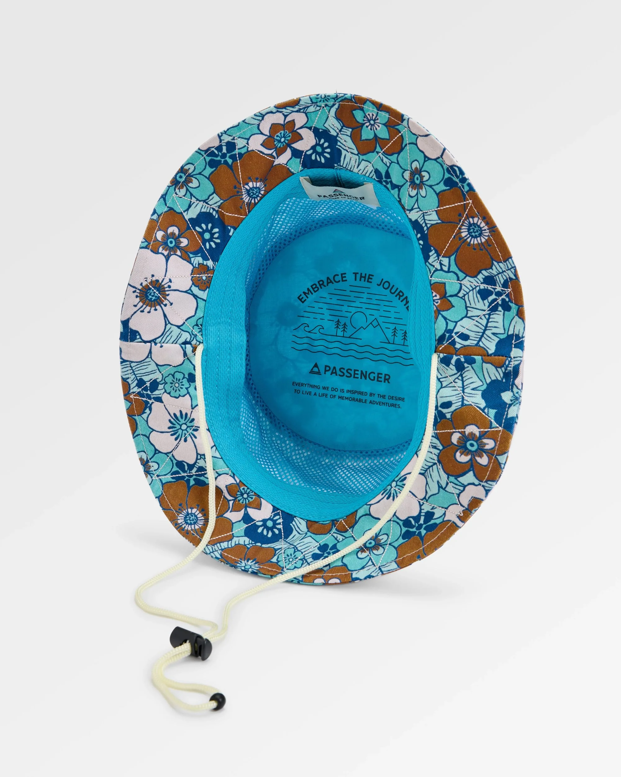 Shaded Organic Bucket Hat - Vintage Floral Aqua - Image 5
