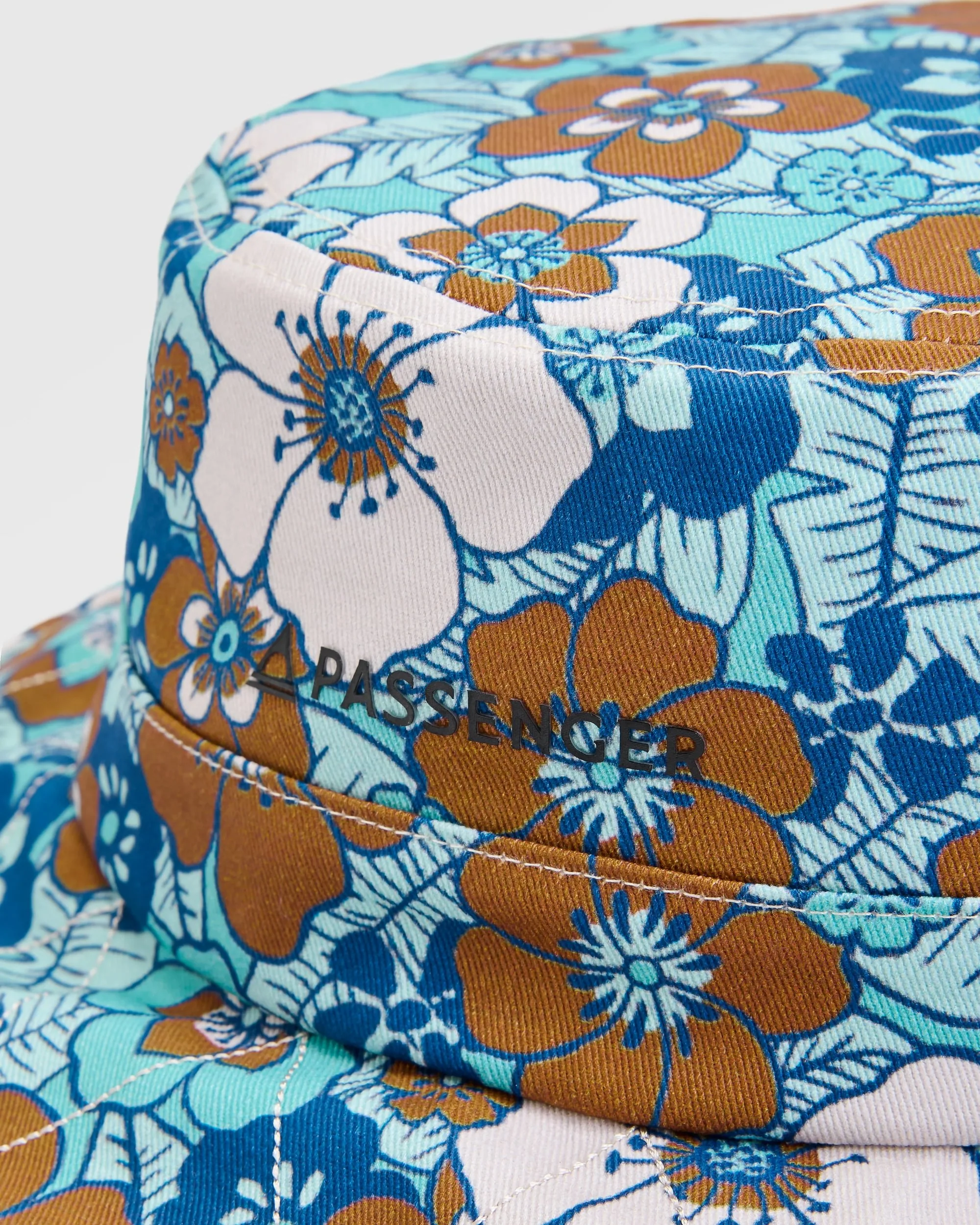 Shaded Organic Bucket Hat - Vintage Floral Aqua - Image 6