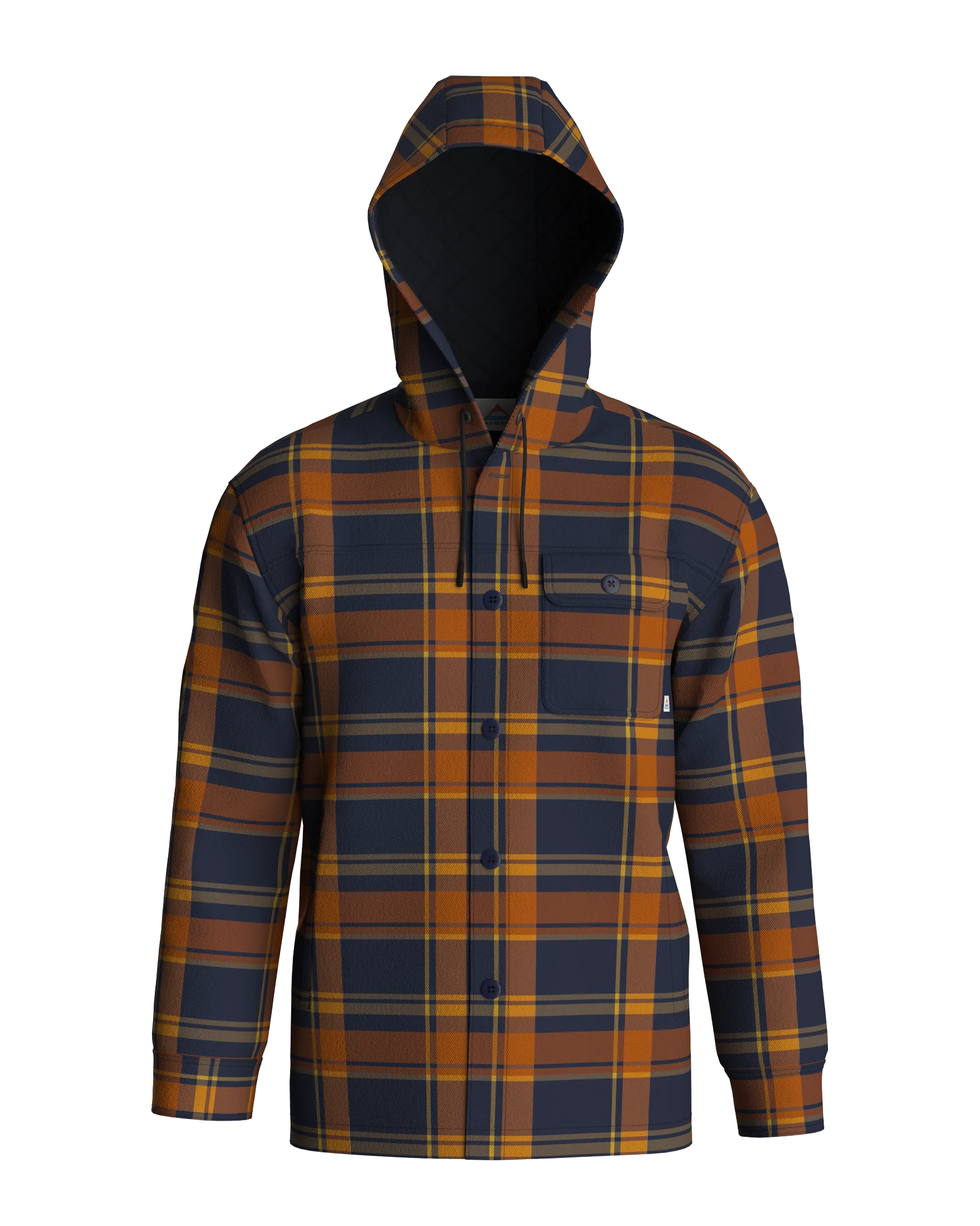 Sherwood Check Hooded Overshirt - Rich Navy/Burnt Orange - Image 12