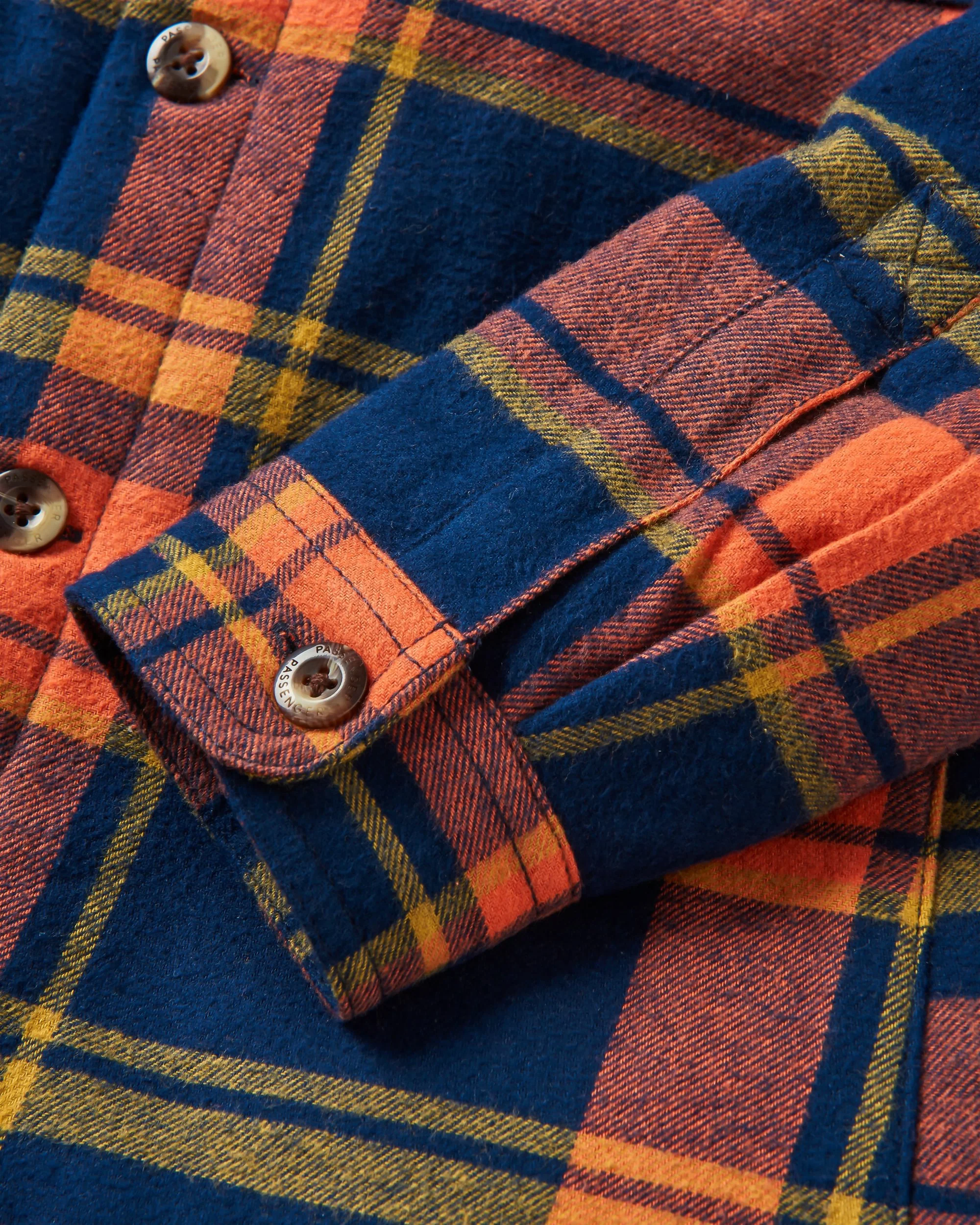 Sherwood Check Hooded Overshirt - Rich Navy/Burnt Orange - Image 9