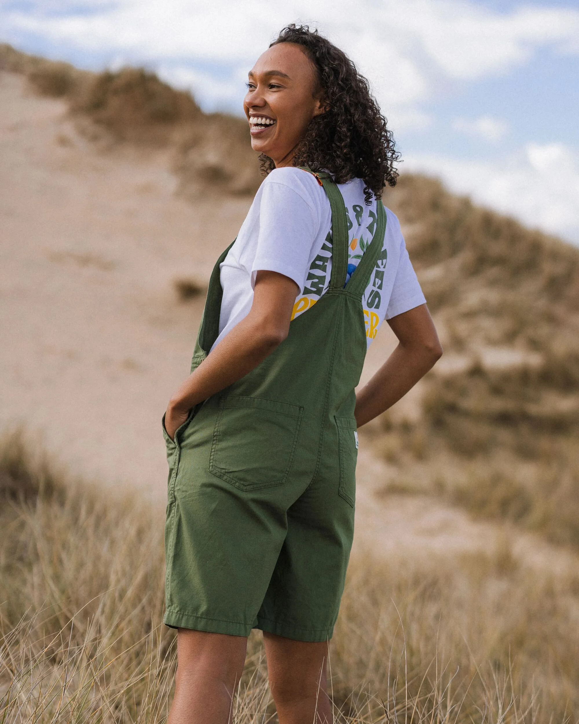 Shuffle Light Short Dungarees - Wild Green - Image 3
