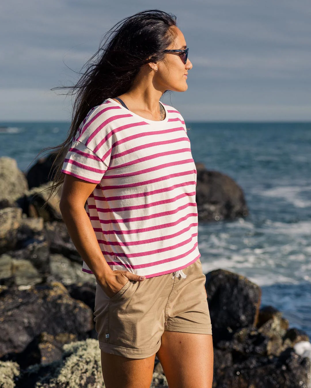 Skye Stripe T-Shirt - Fuchsia - Image 2