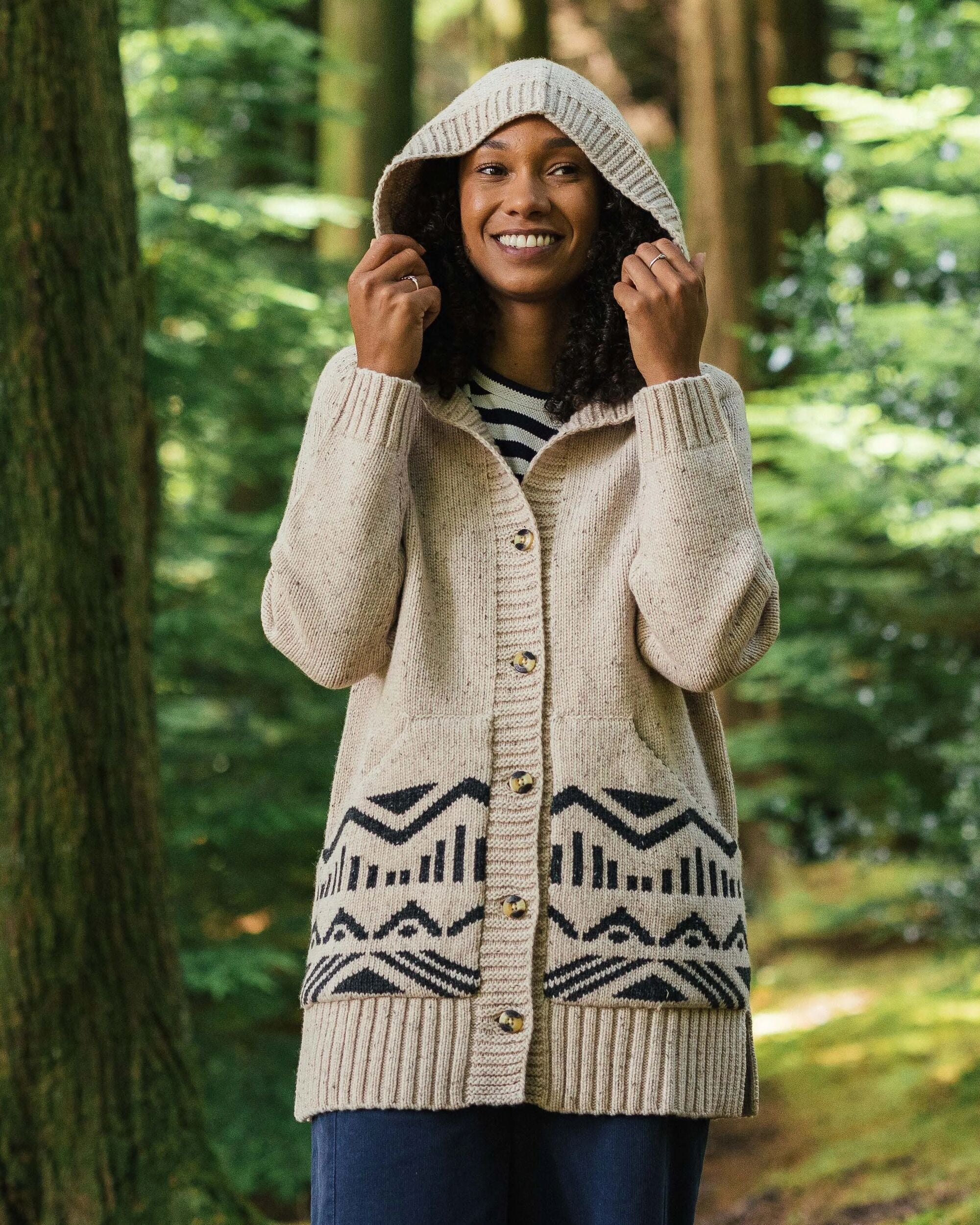 Snoozle Knitted Hooded Cardigan - Oatmeal - Image 5