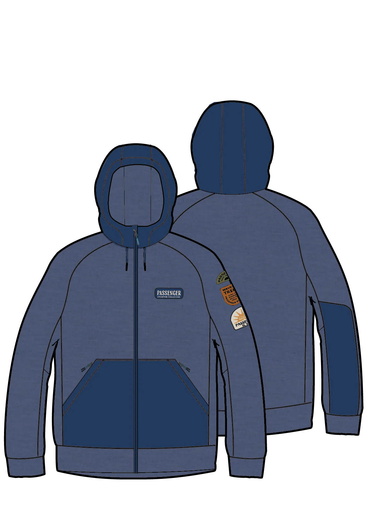 Men's Solscape Active Hoodie - Blue Navy Marl - Image 9