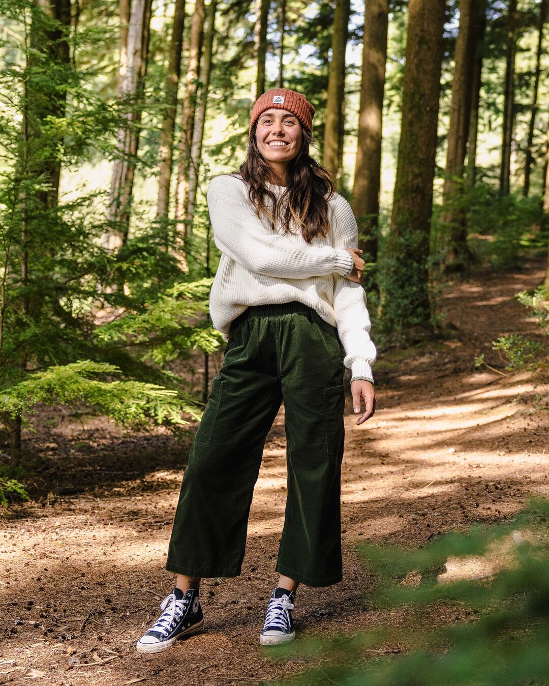 Someday Organic Cotton Corduroy Cropped Trouser - Fir Tree - Image 4