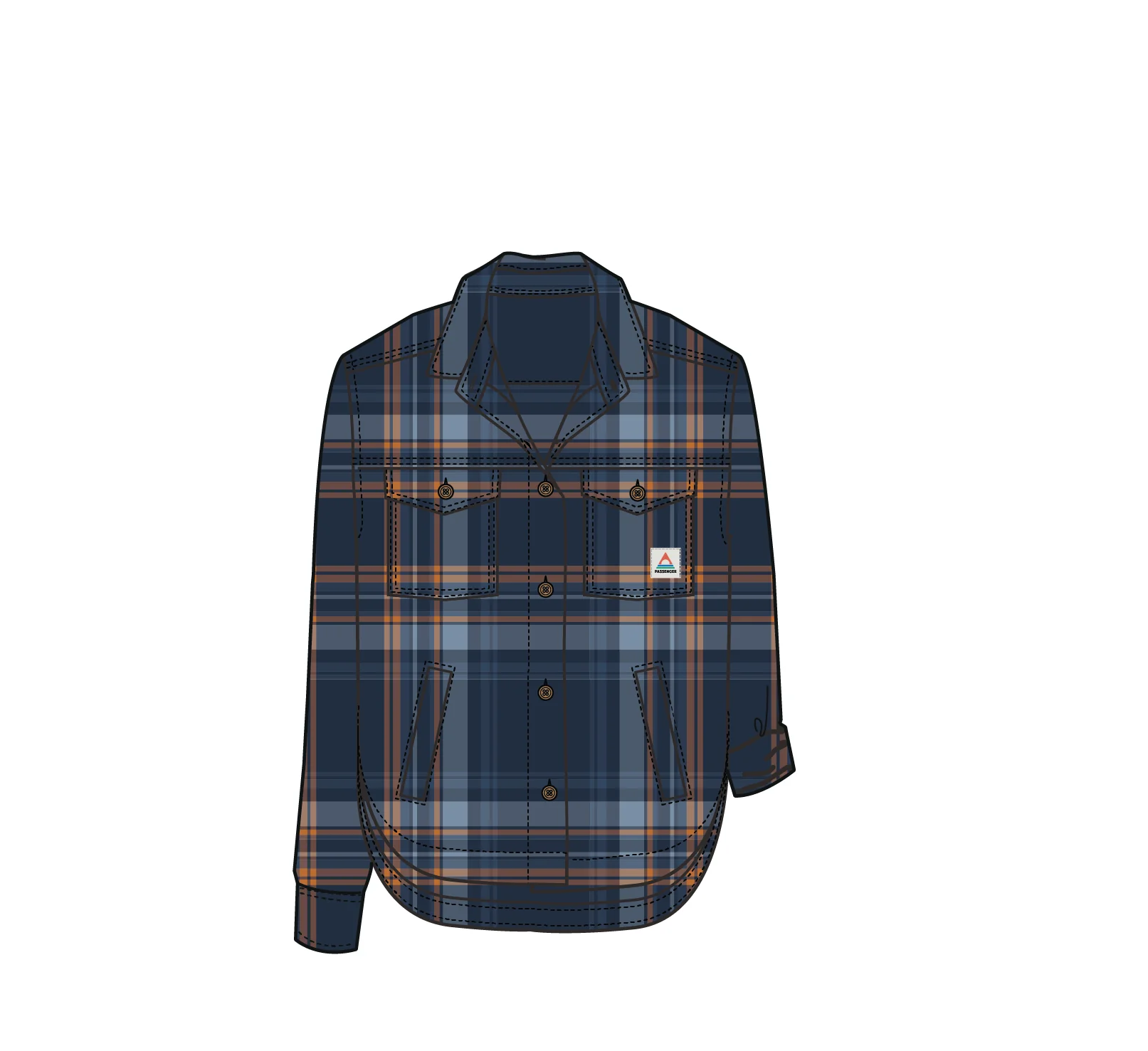 Stella LS Shirt - Rich Navy/Faded Denim Check - Image 7