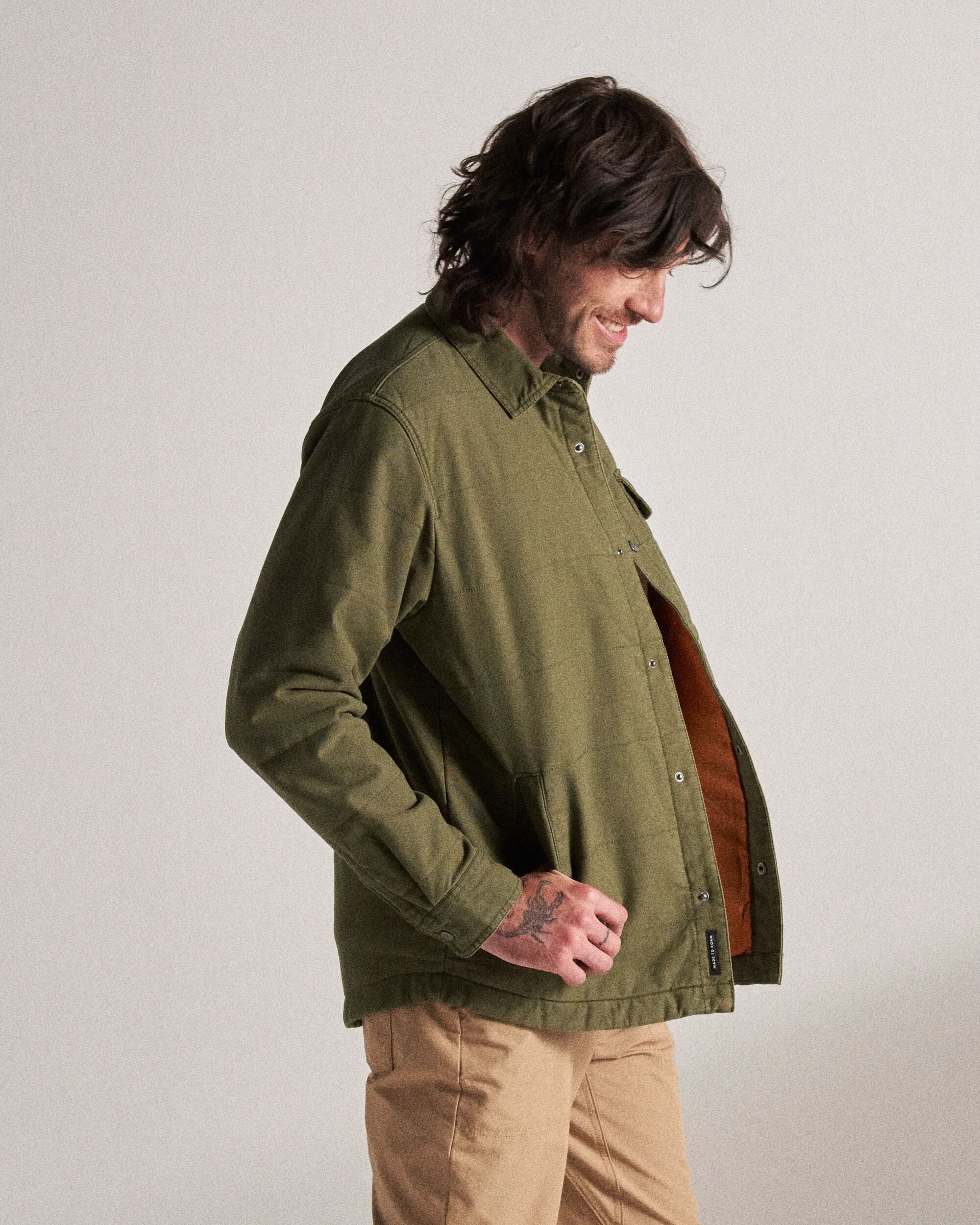 Taranaki Canvas Quilted Overshirt - Khaki - Image 7