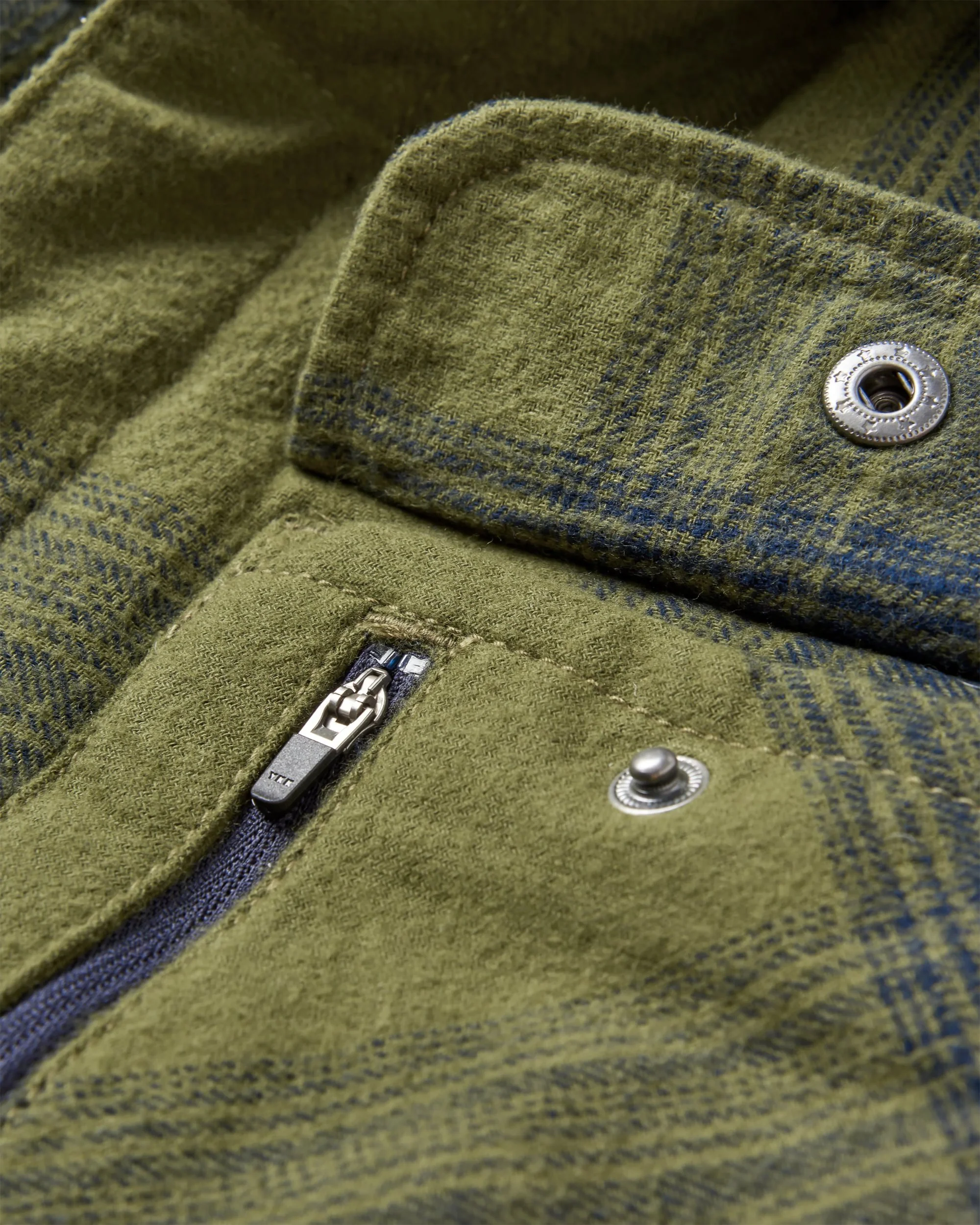 Taranaki Quilted Overshirt - Navy/Khaki Check - Image 9