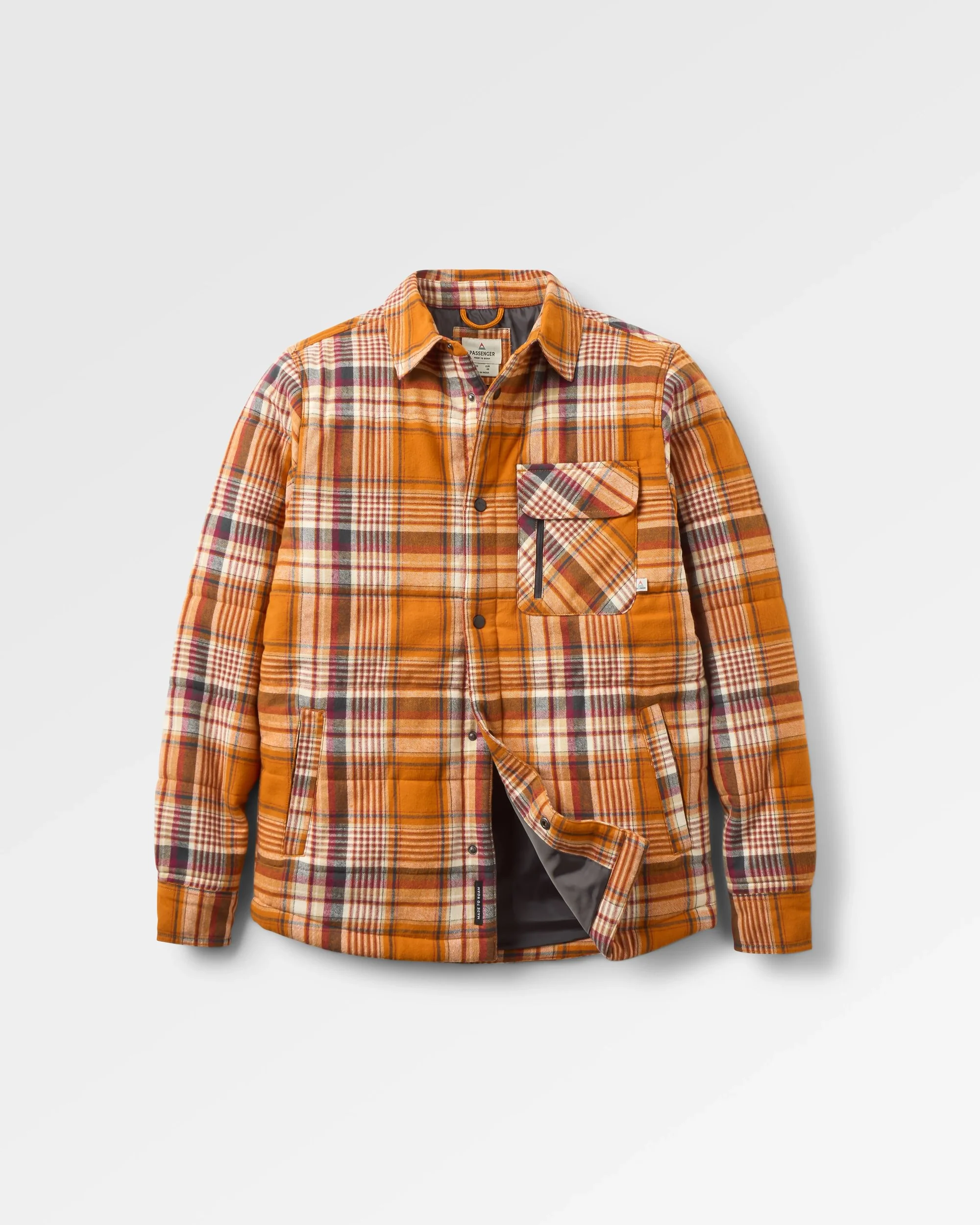 Taranaki Quilted Overshirt - Retro Orange Check - Image 2