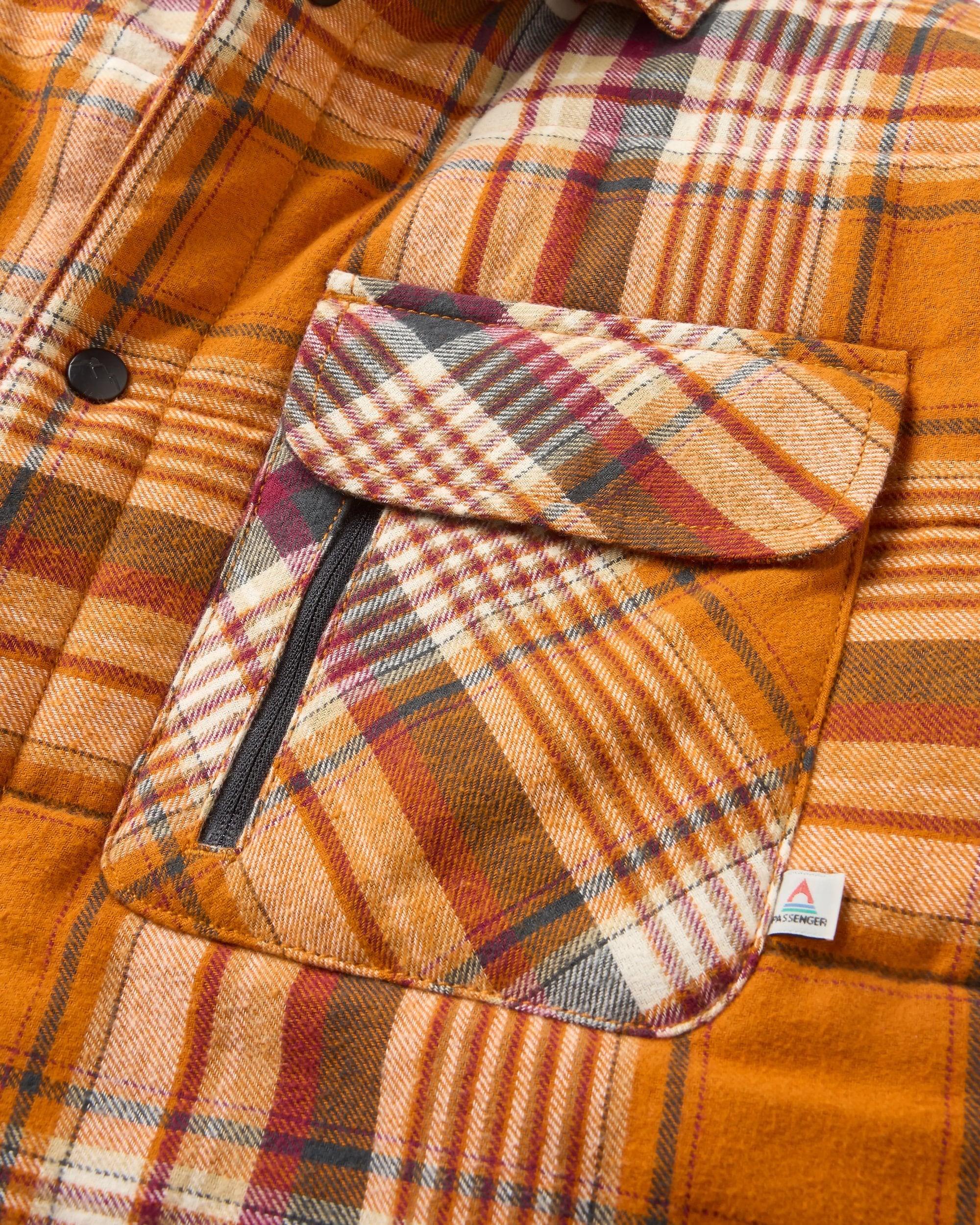 Taranaki Quilted Overshirt - Retro Orange Check - Image 7