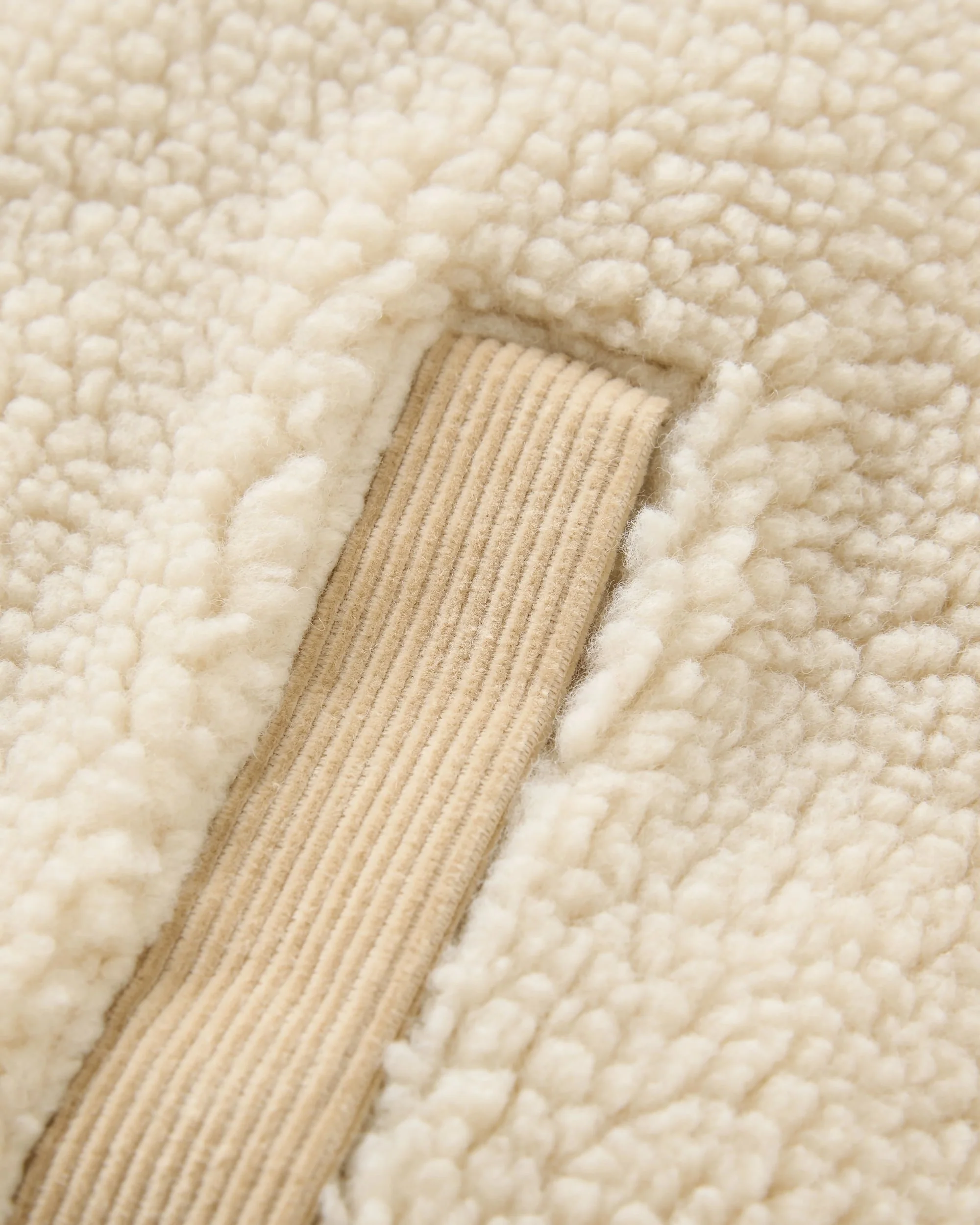Tawny Collarless Deep-Pile Sherpa Gilet - Oat - Image 5