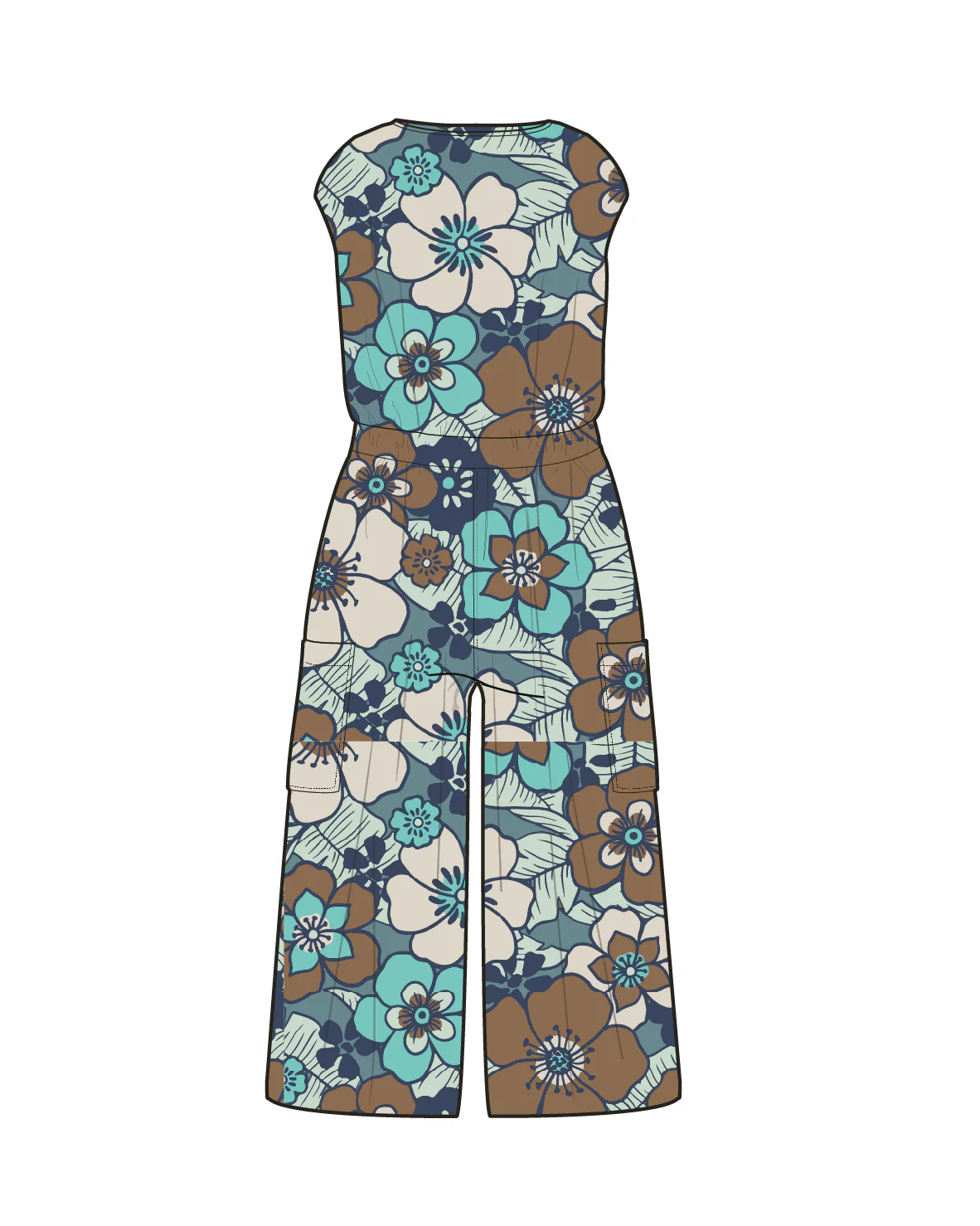 Thimbleberry Jumpsuit - Vintage Floral Aqua - Image 7