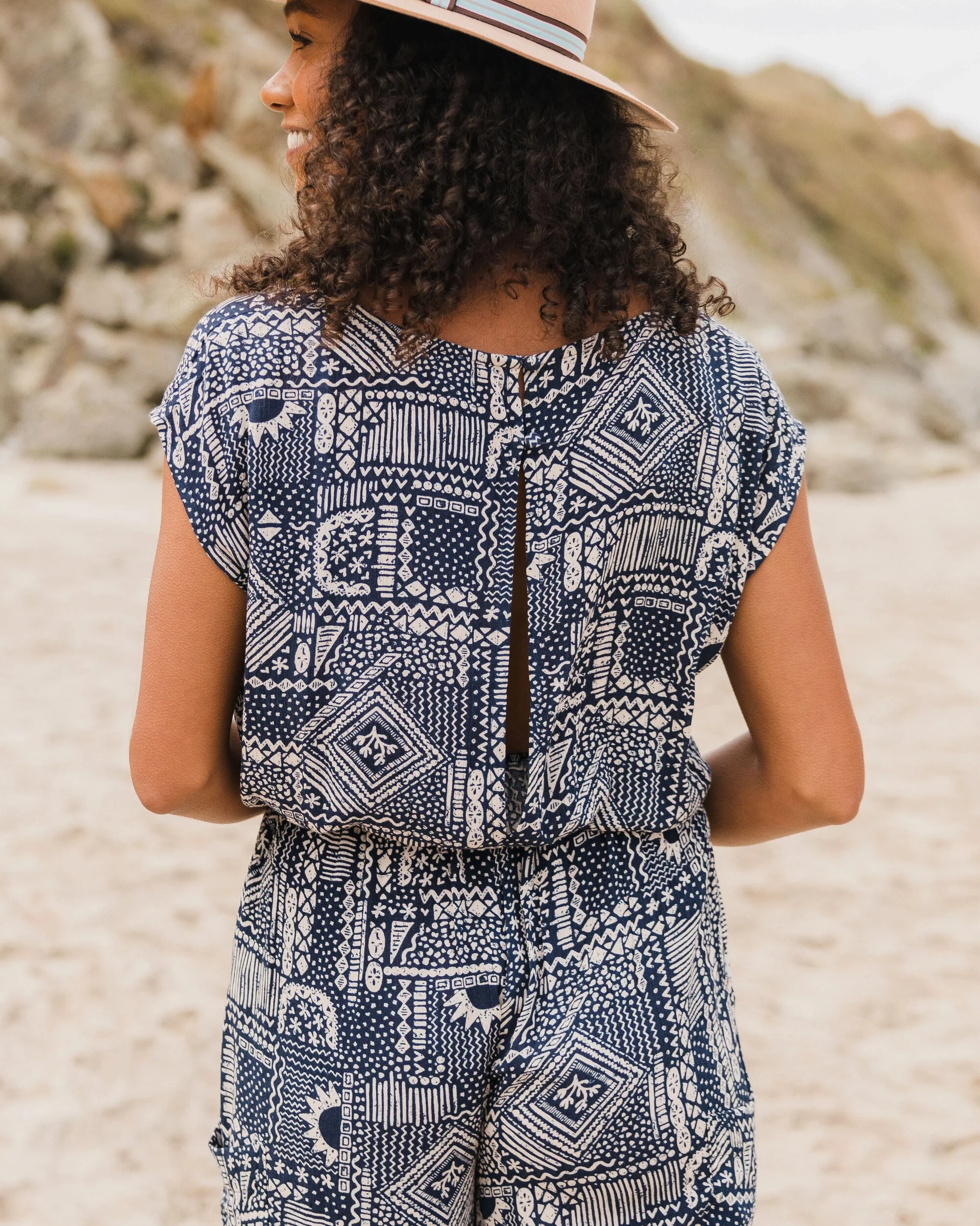 Thimbleberry Jumpsuit - Vintage Patchwork Navy - Image 4