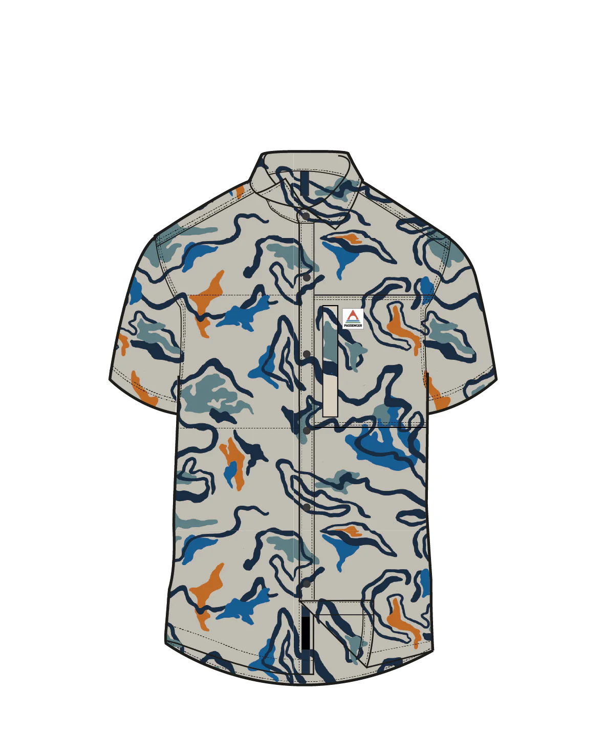 Traveller Short Sleeve Stretch Shirt - Abstract Strata Multi - Image 9