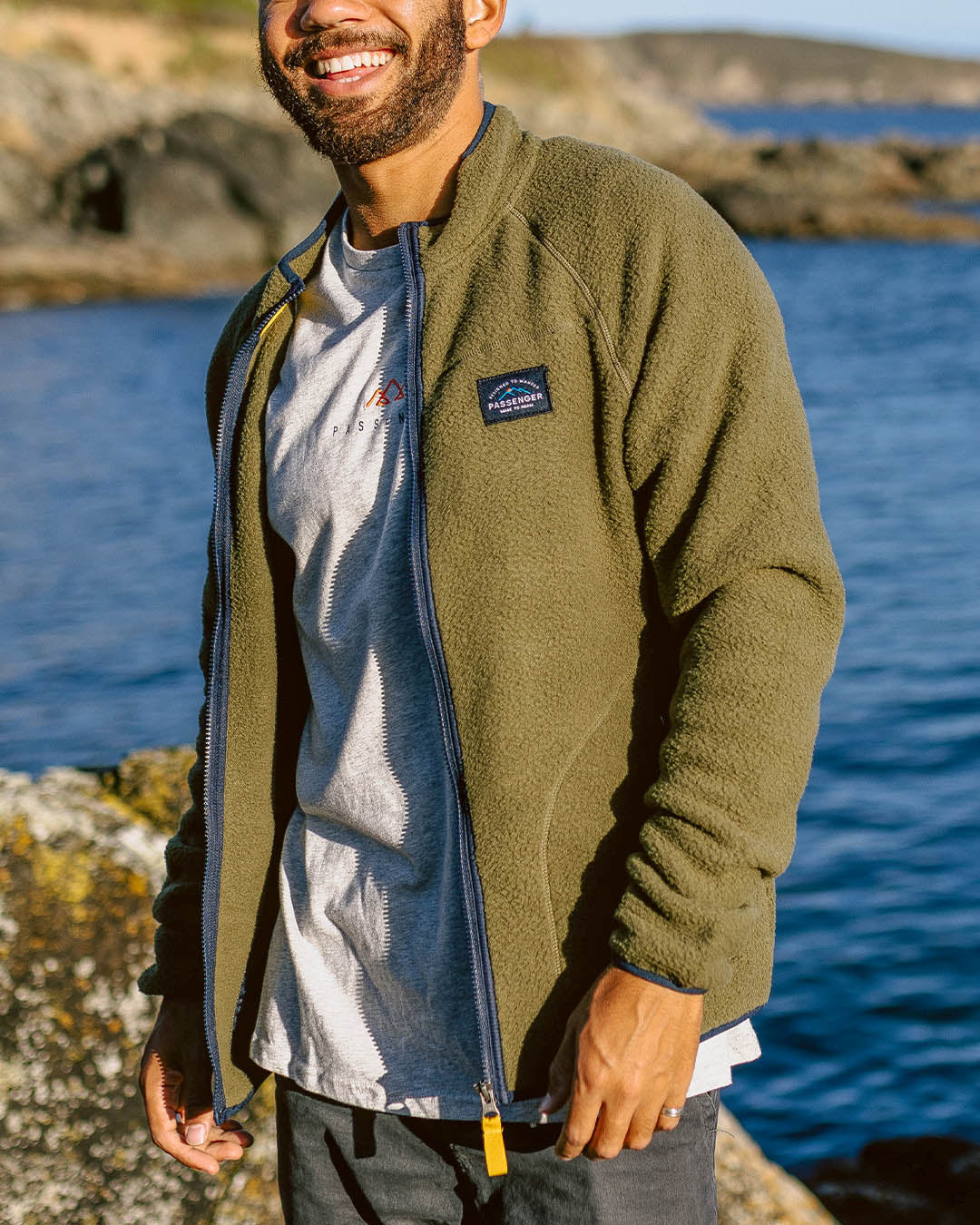 Tripper Full Zip Sherpa Fleece - Khaki - Image 2