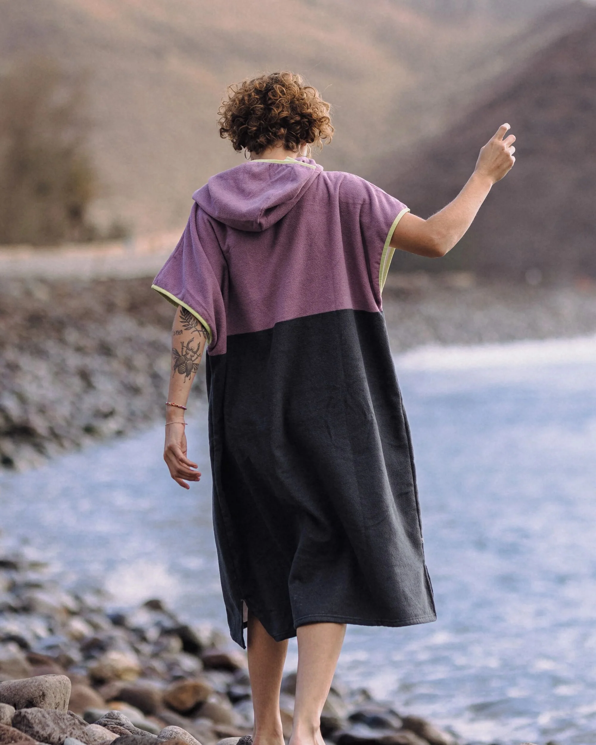 Tulum Towel Poncho - Grape / Charcoal - Image 3