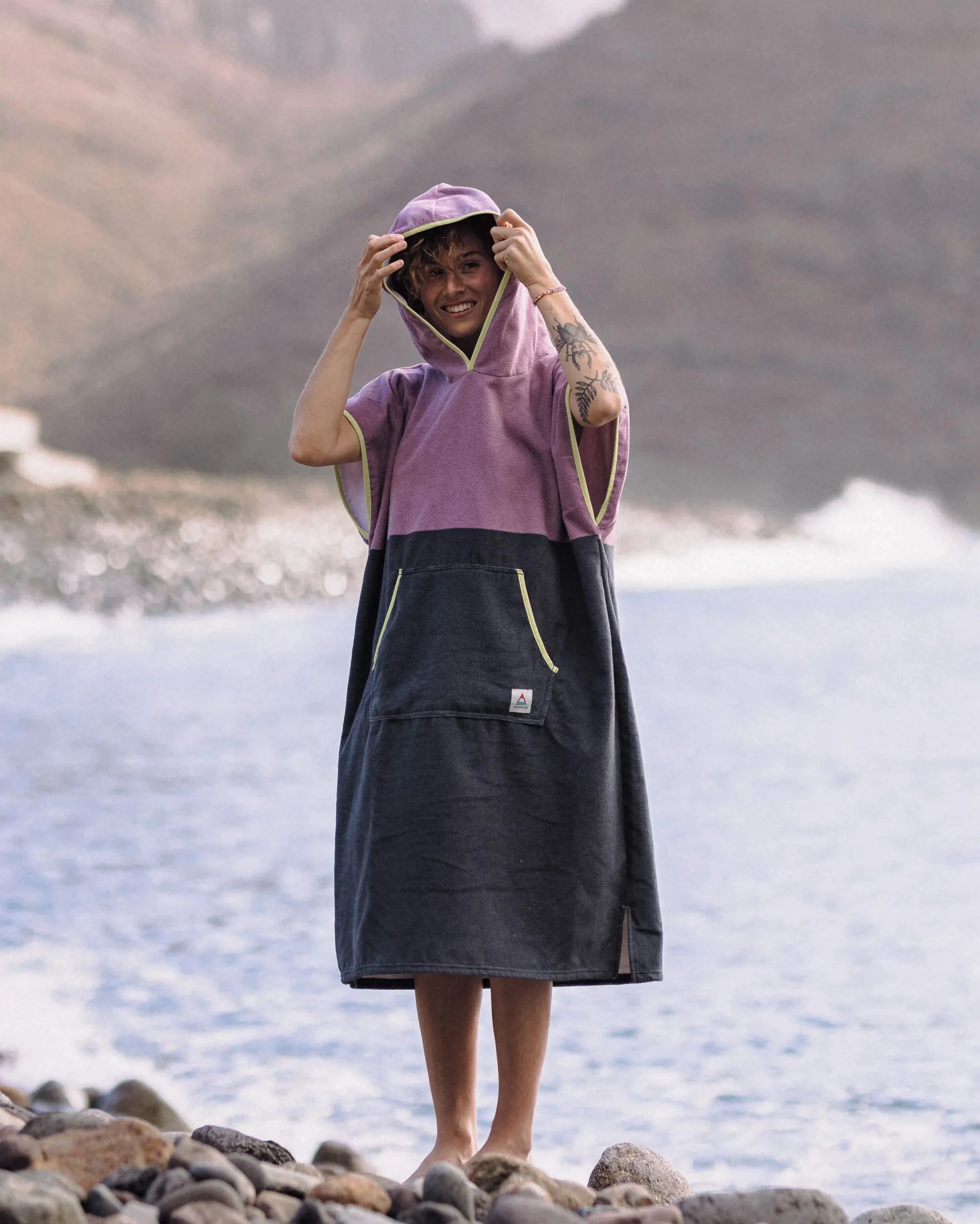 Tulum Towel Poncho - Grape / Charcoal - Image 5