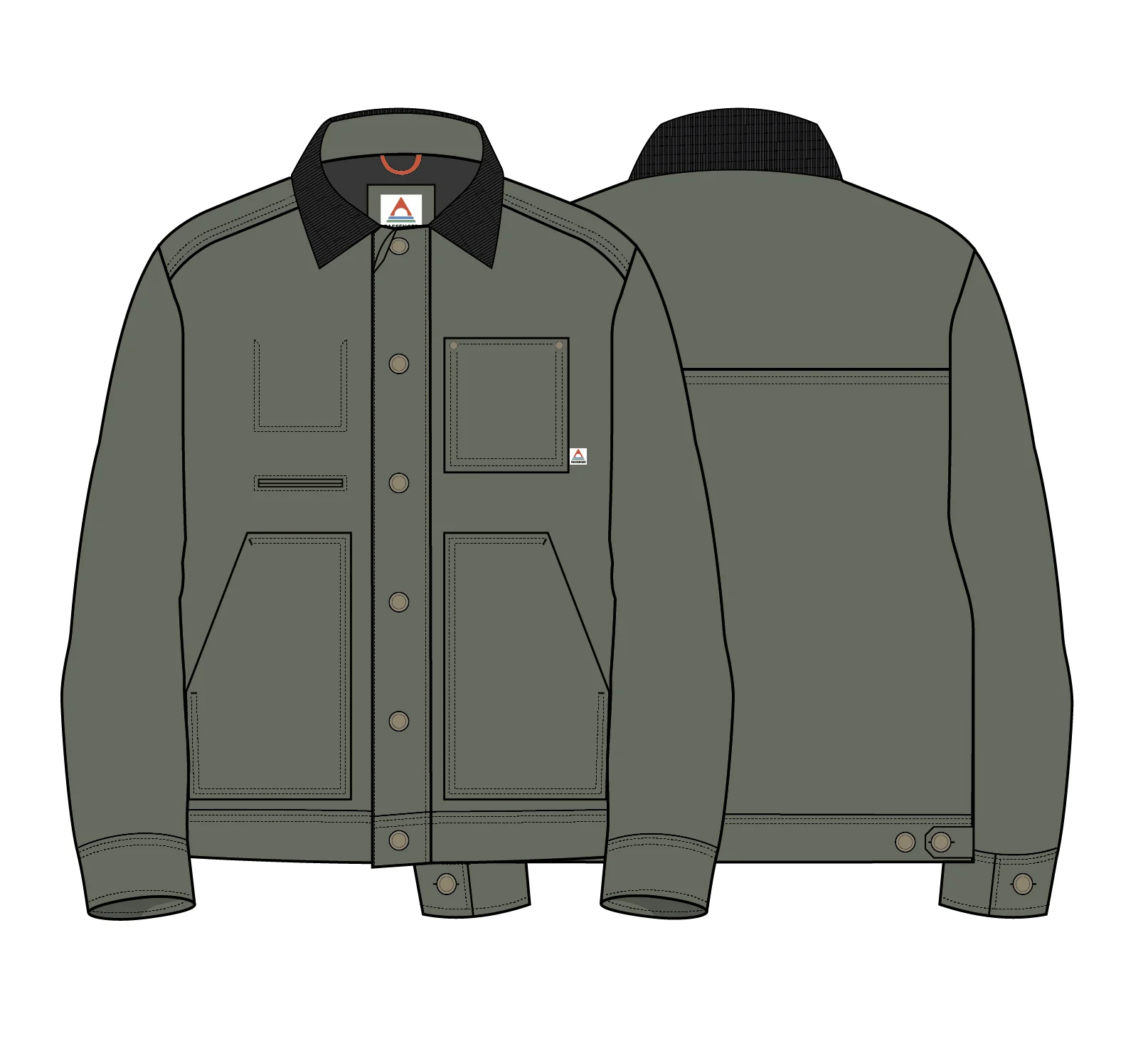 Vantage Lined Organic Cotton Canvas Jacket - Dusty Olive - Image 8