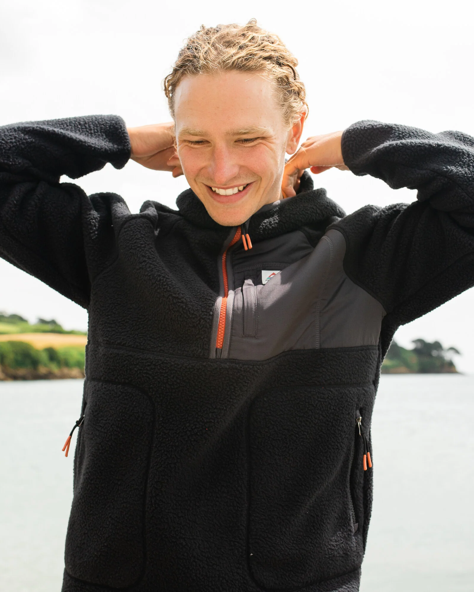 Ventura 1/2 Zip Sherpa Fleece - Black - Image 3