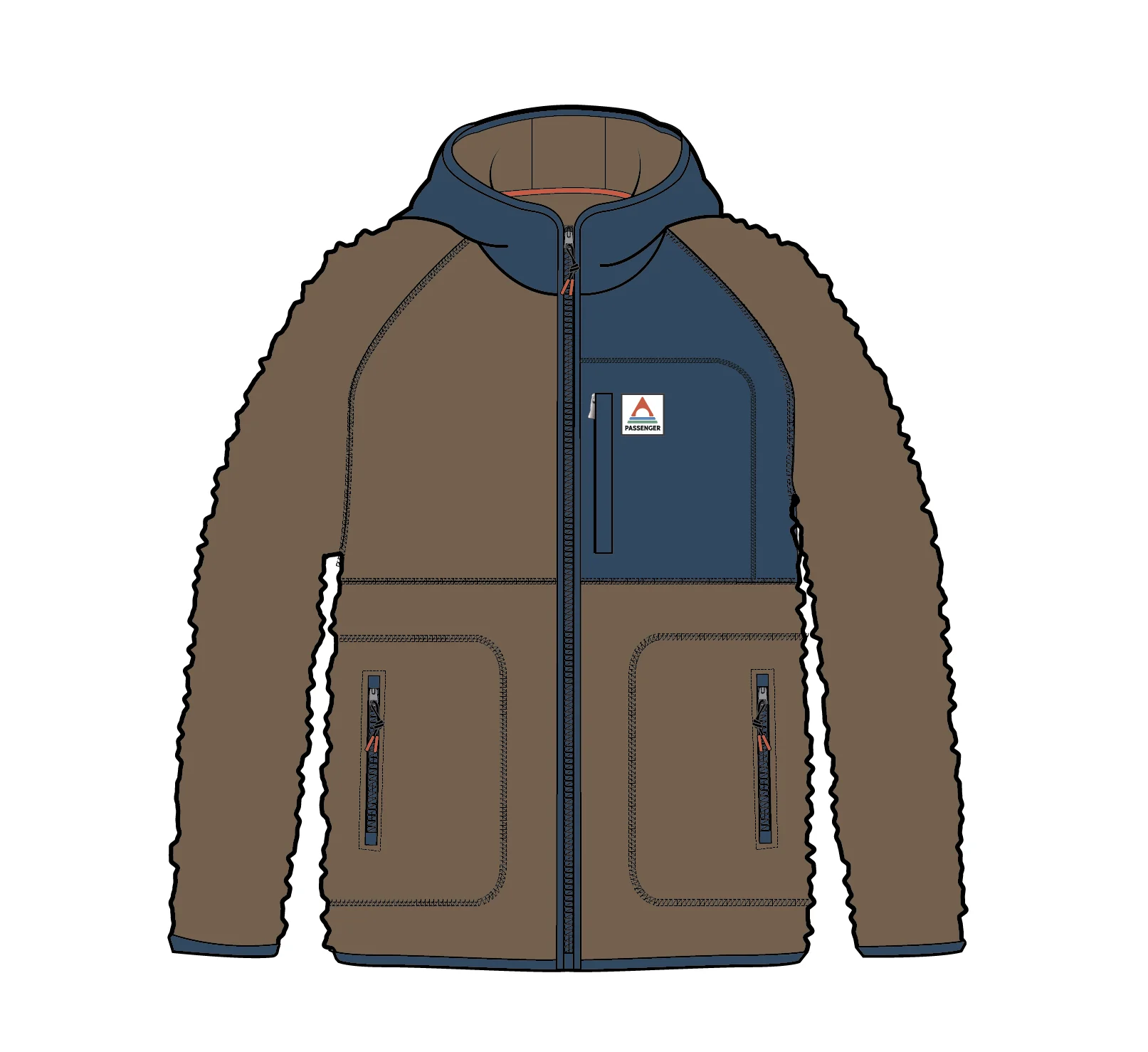 Ventura Full Zip Sherpa Fleece - Caramel Brown - Image 12