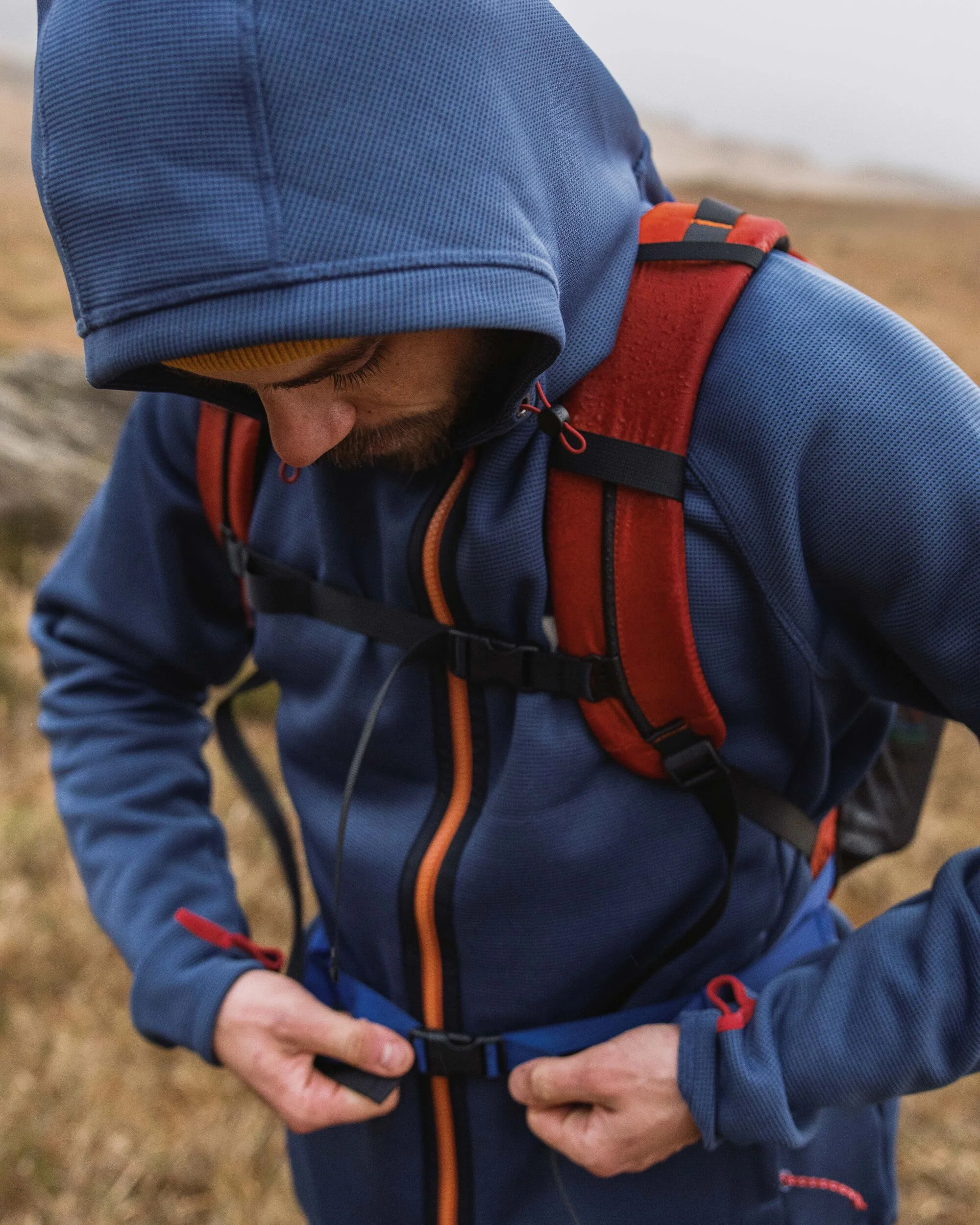 Vertical Full Zip Hooded Fleece - Dark Denim - Image 4