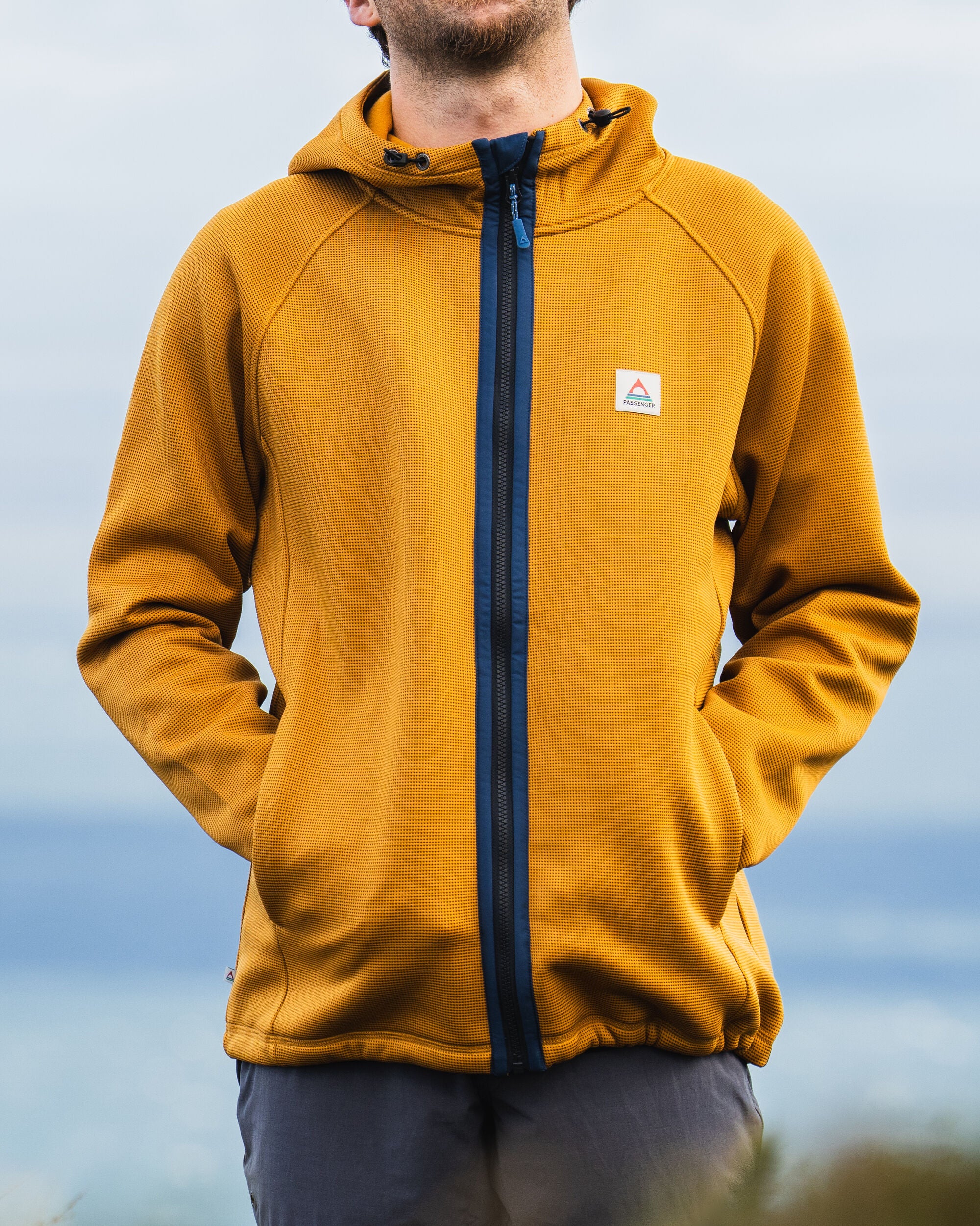 Vertical Full Zip Hooded Fleece - Dusty Ochre - Image 2