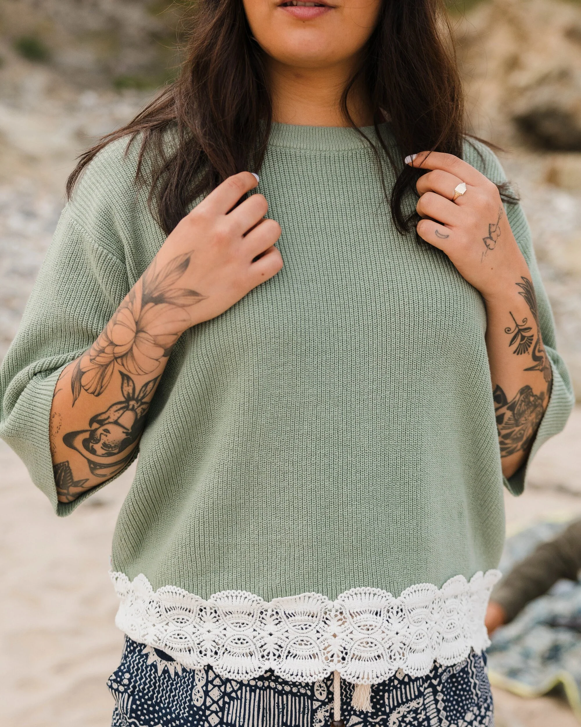 Vintage Organic Knitted Jumper - Pistachio - Image 2