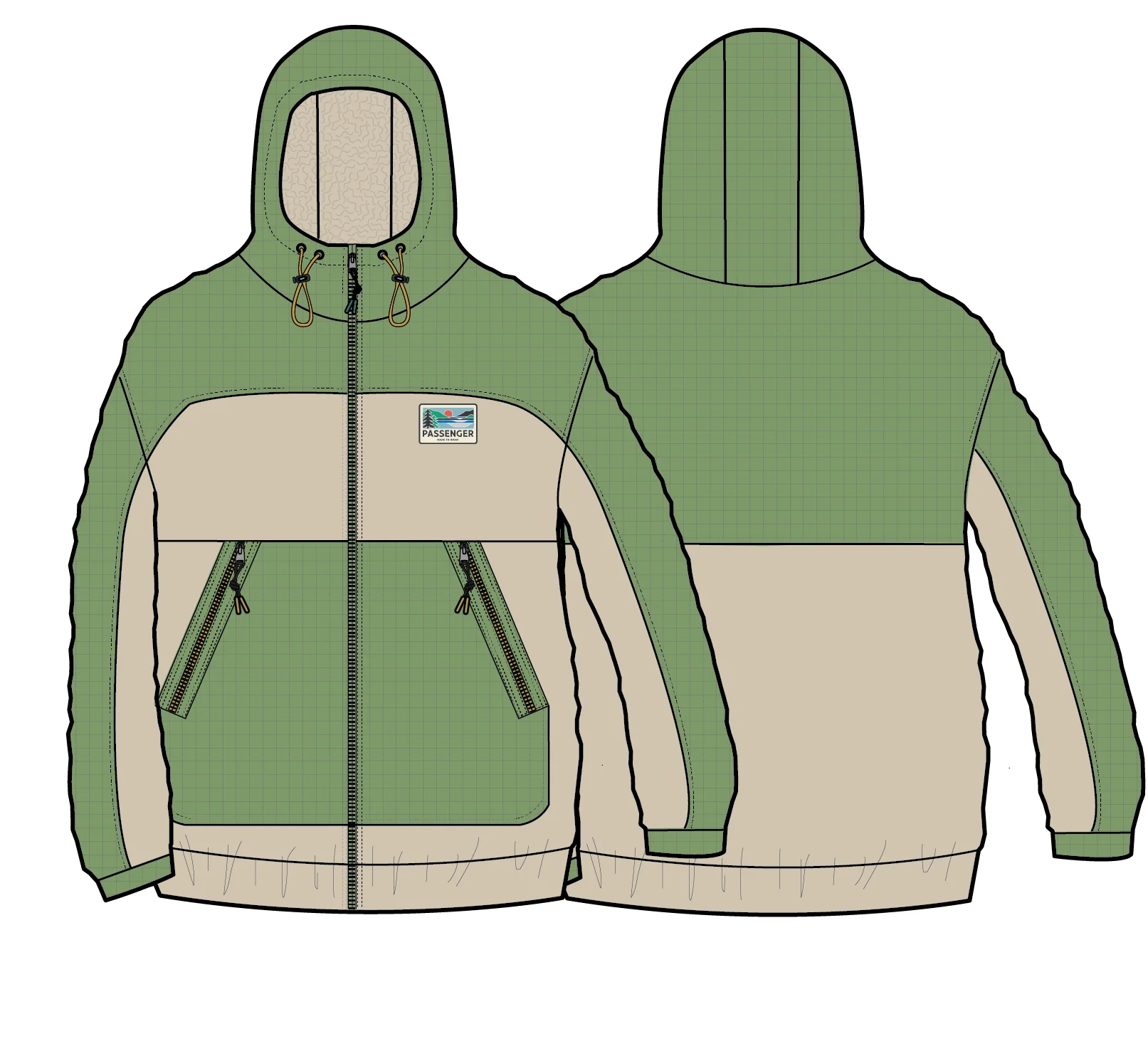 Warming Full Zip Windproof Fleece - Stem Green/Oat - Image 10