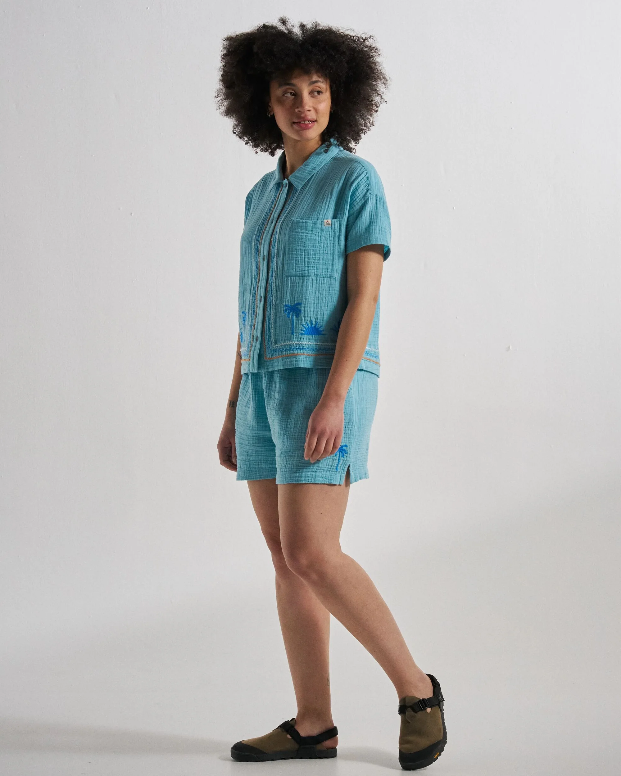 Waveney Short Sleeve Shirt - Retro Blue - Image 4