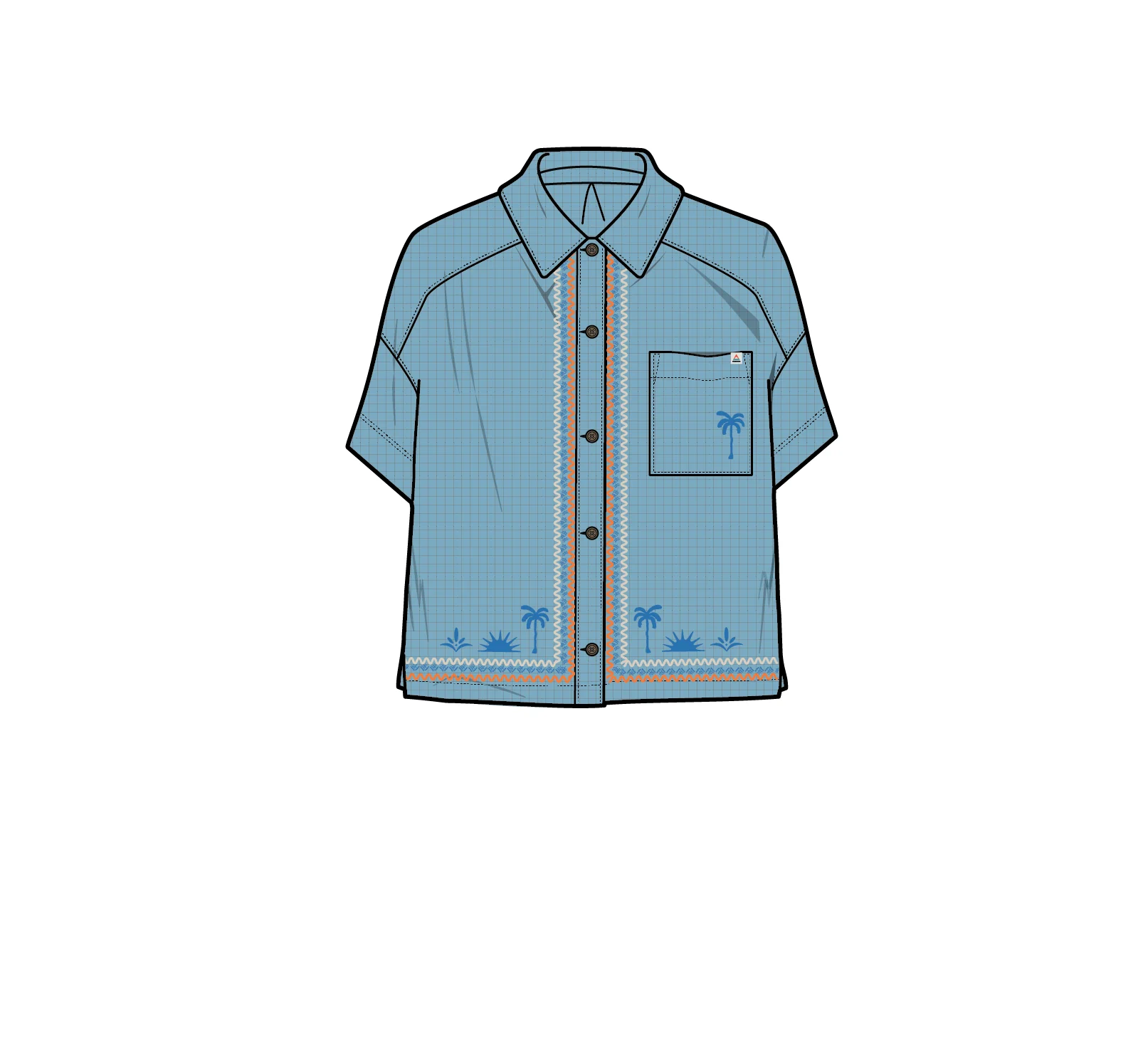 Waveney Short Sleeve Shirt - Retro Blue - Image 9