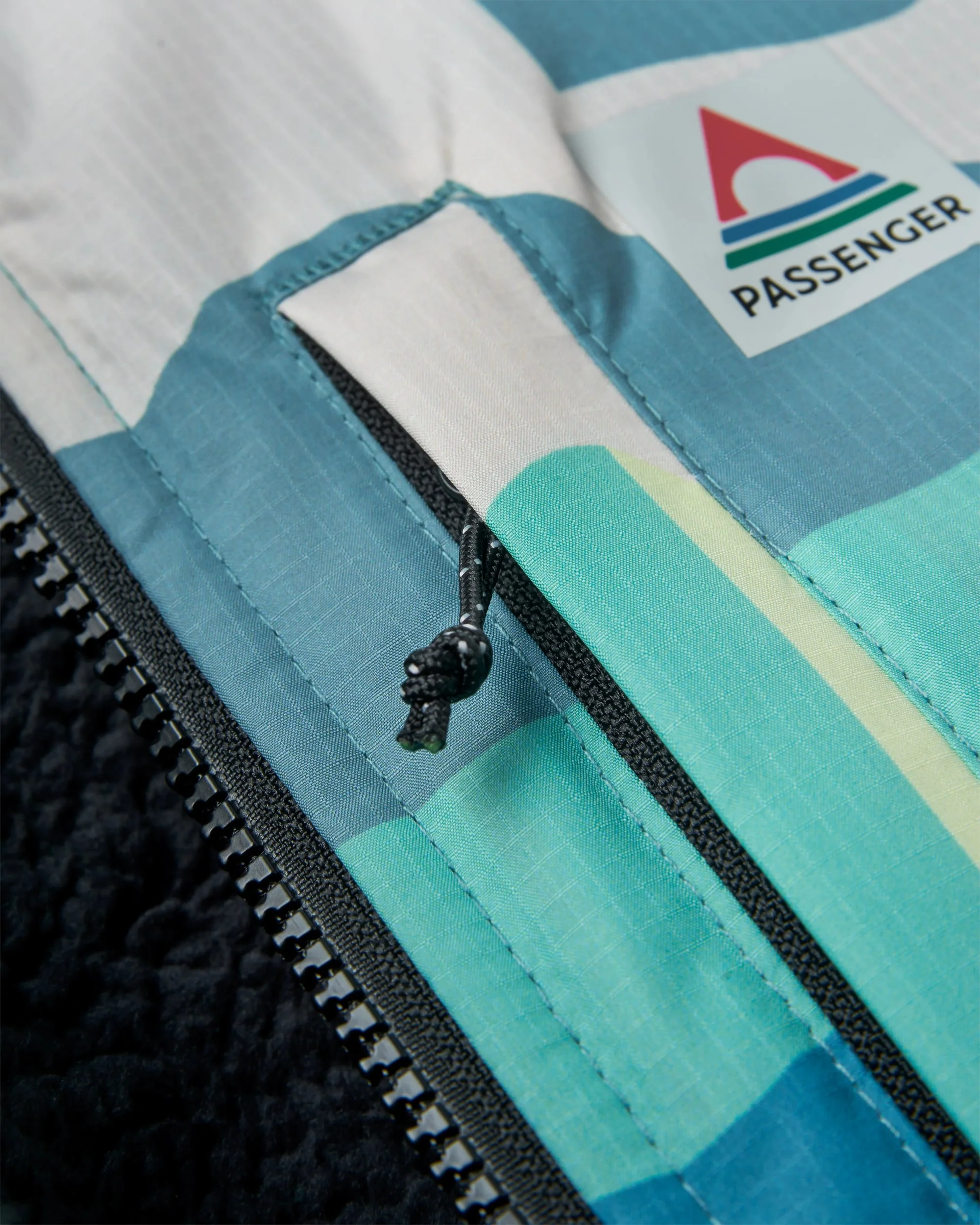 Waves Sherpa Lined Changing Robe - Vista Patchwork Aqua - Image 7