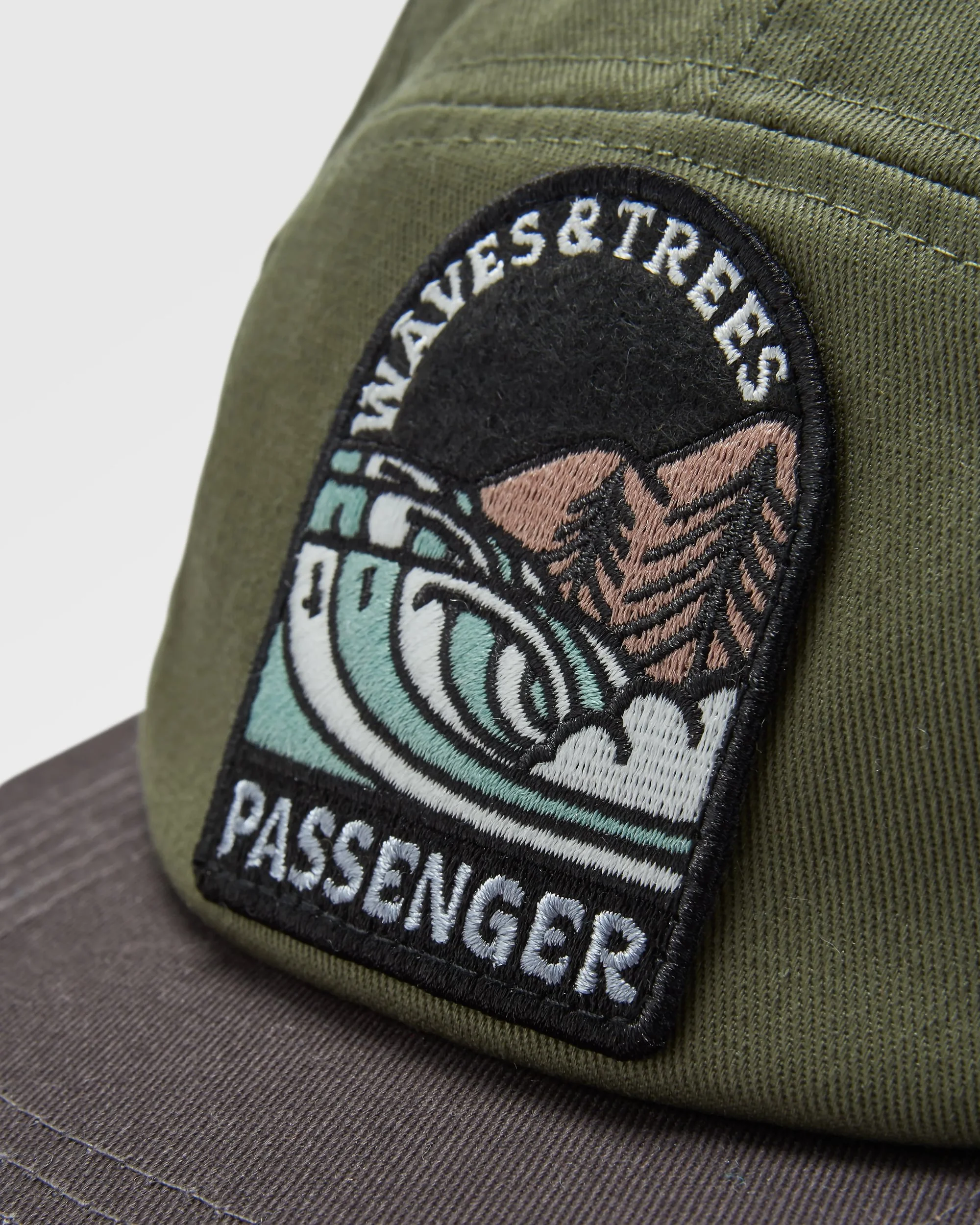 Waves & Trees 5 Panel Cap - Dusty Olive - Image 5