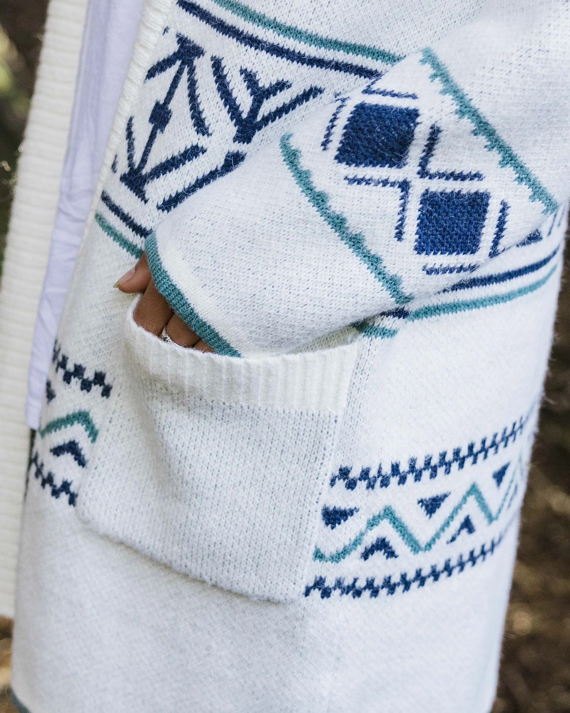 Whimsical Knit Cardigan - Homespun Stripe Off White - Image 5