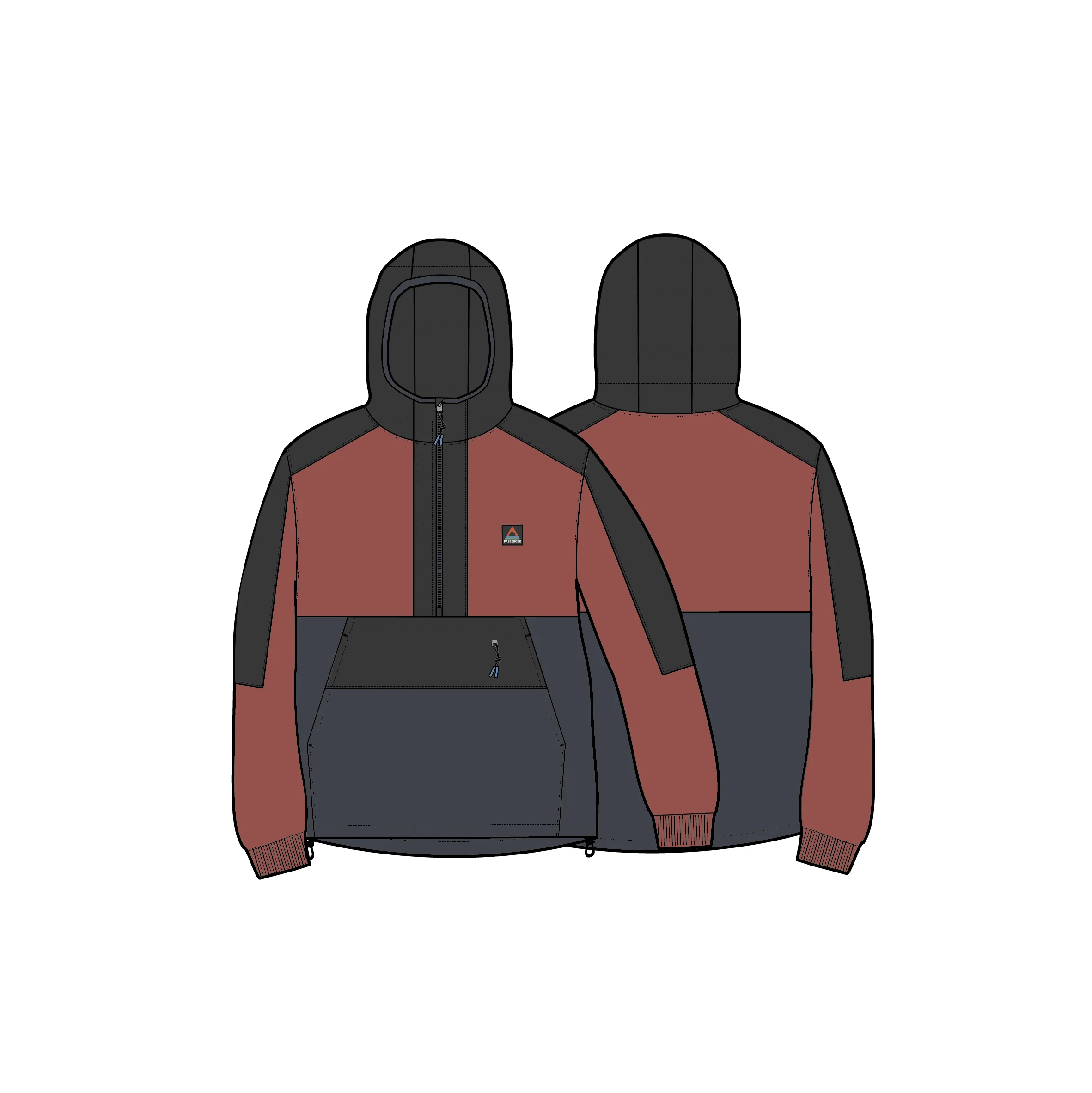 Woodland Hooded Polartec® Fleece - Redwood/Charcoal - Image 7