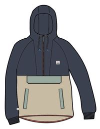 Woodland Hooded 1/2 Zip Polar Fleece - Dark Denim/Oatmeal - Image 10