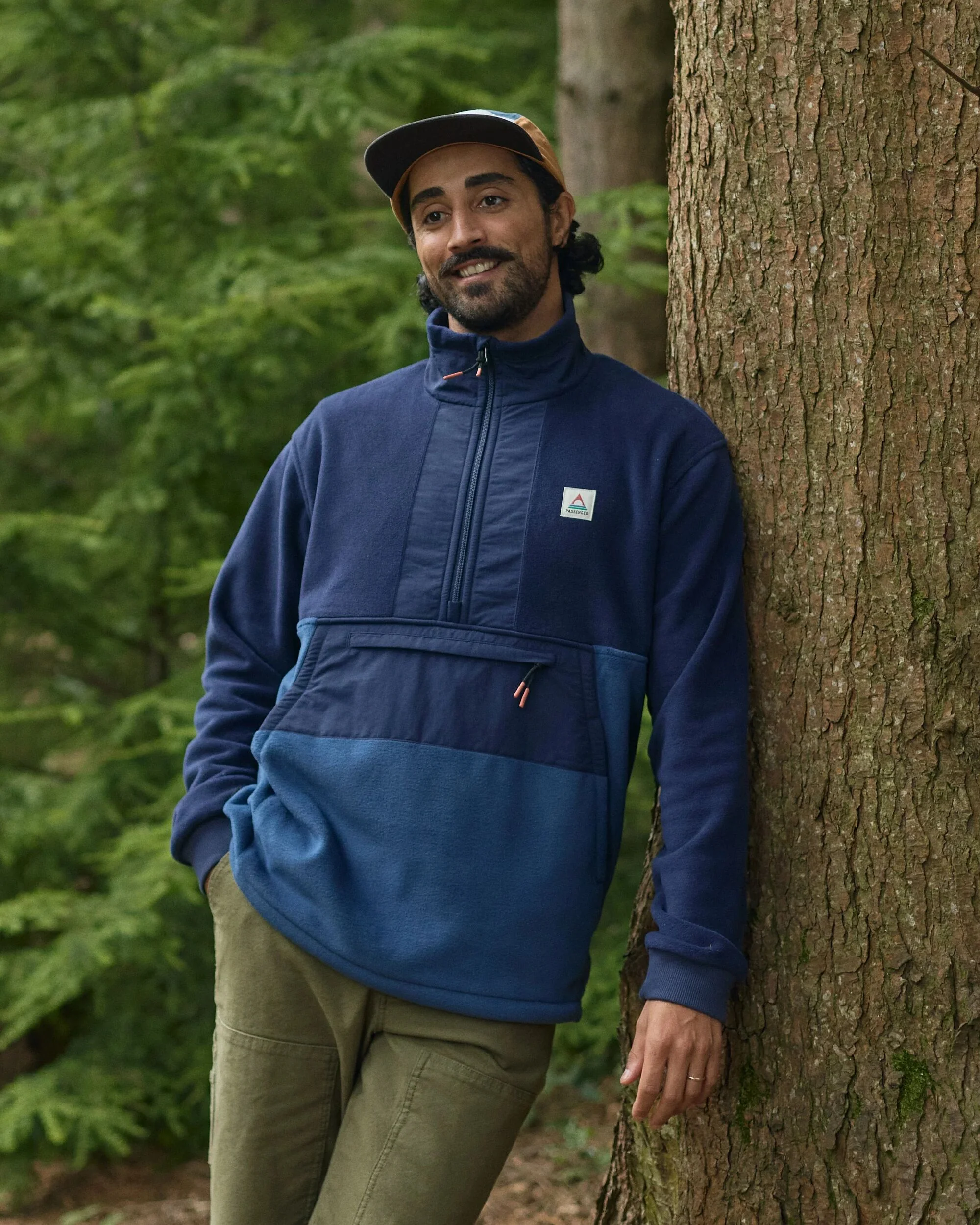 Woodland Hoodless 1/2 Zip Polartec® Fleece - Rich Navy/Dark Denim - Image 3