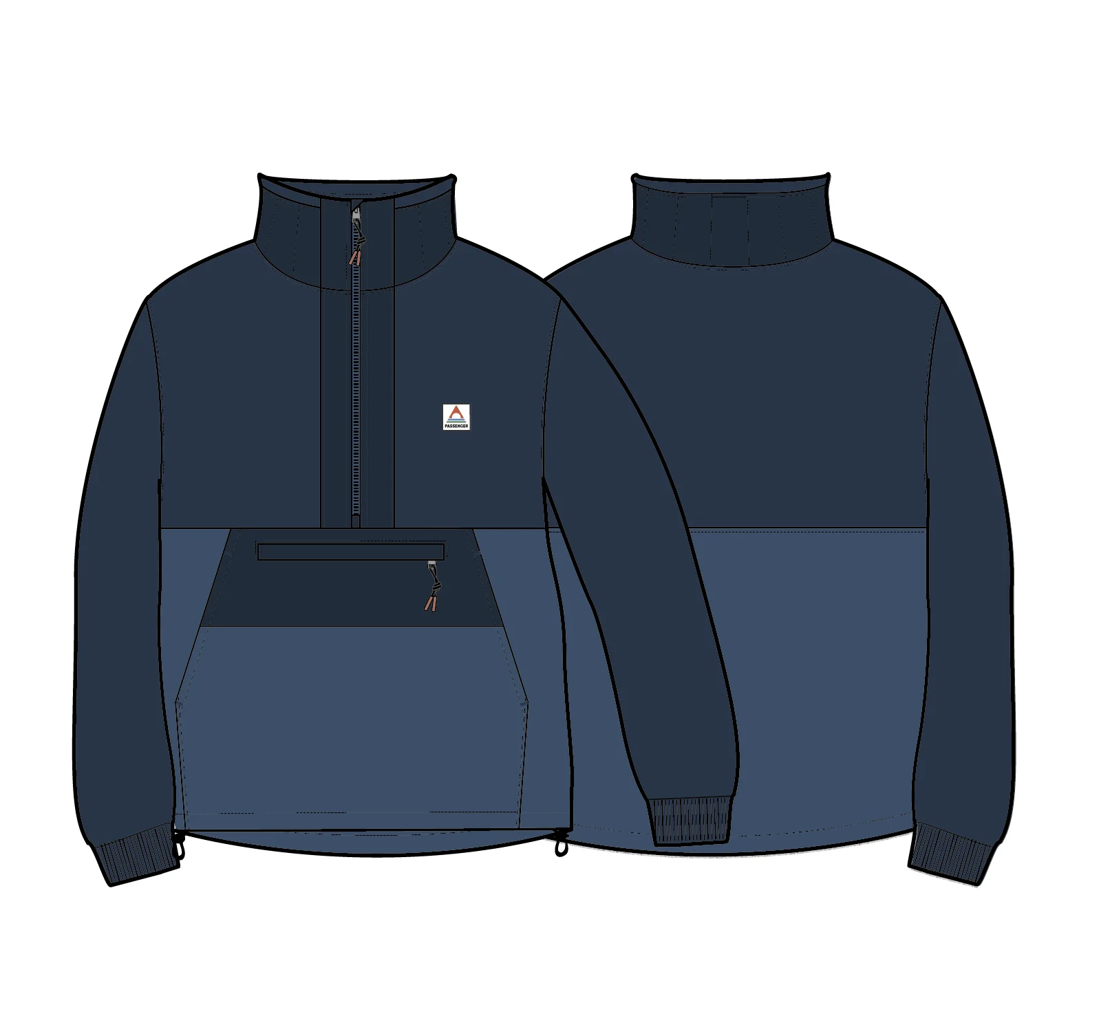Woodland Hoodless 1/2 Zip Polartec® Fleece - Rich Navy/Dark Denim - Image 8