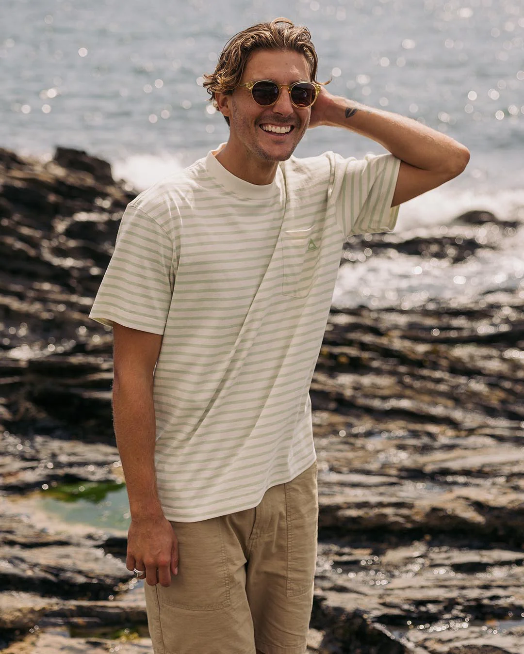 Zen Relaxed Fit T-Shirt - Apple Green Stripe - Image 4